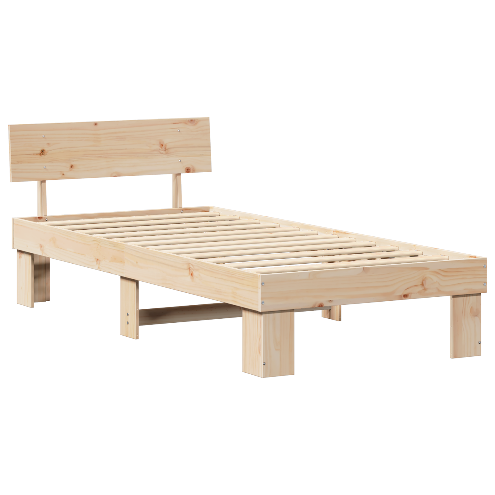 Bedframe met hoofdeinde Naturel 100 x 200 cm Massief grenenhout