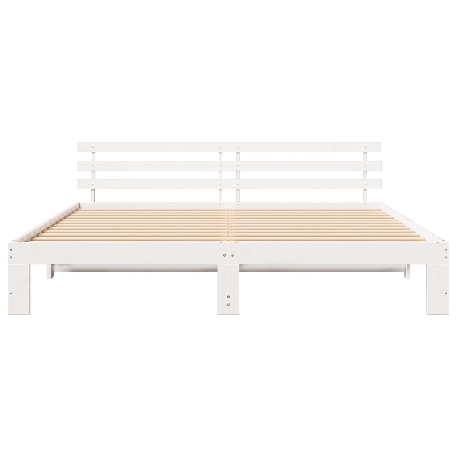 White Bed Frame White Solid wood 200 x 200 cm Adjustable Armrests - Image 6