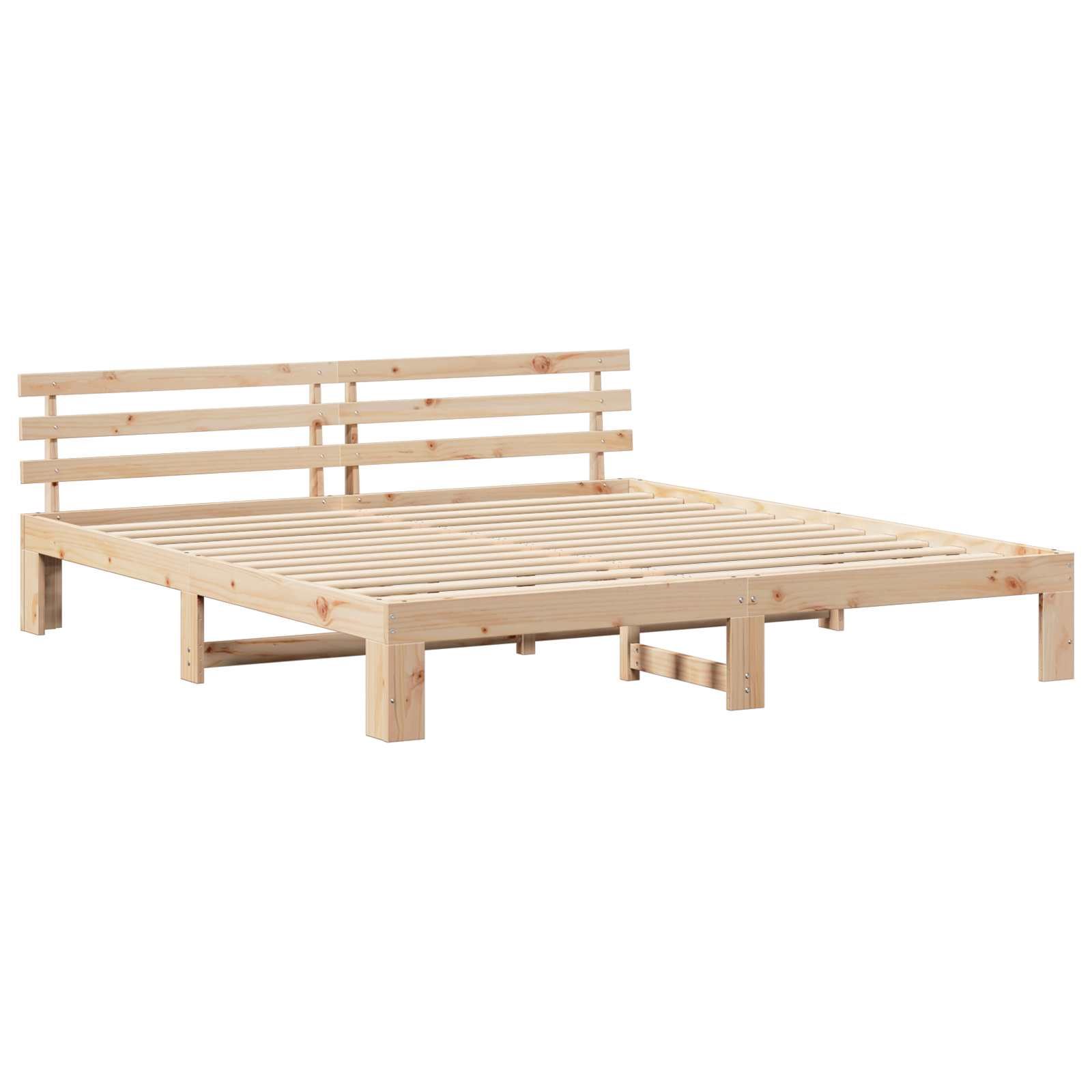 Natural Pine Wood Bed Frame Natural Solid Pine wood 180 x 200 cm - Image 3