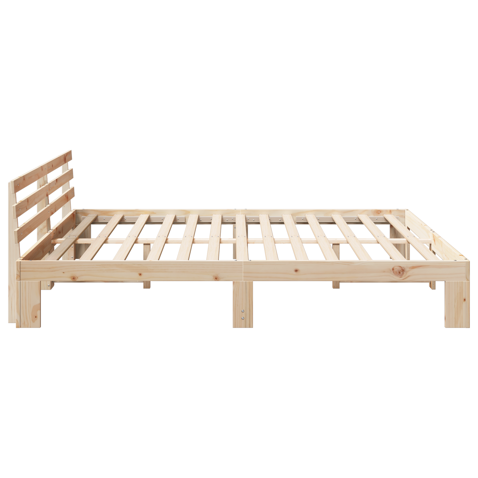 Natural Pine Wood Bed Frame Natural Solid Pine wood 180 x 200 cm - Image 7