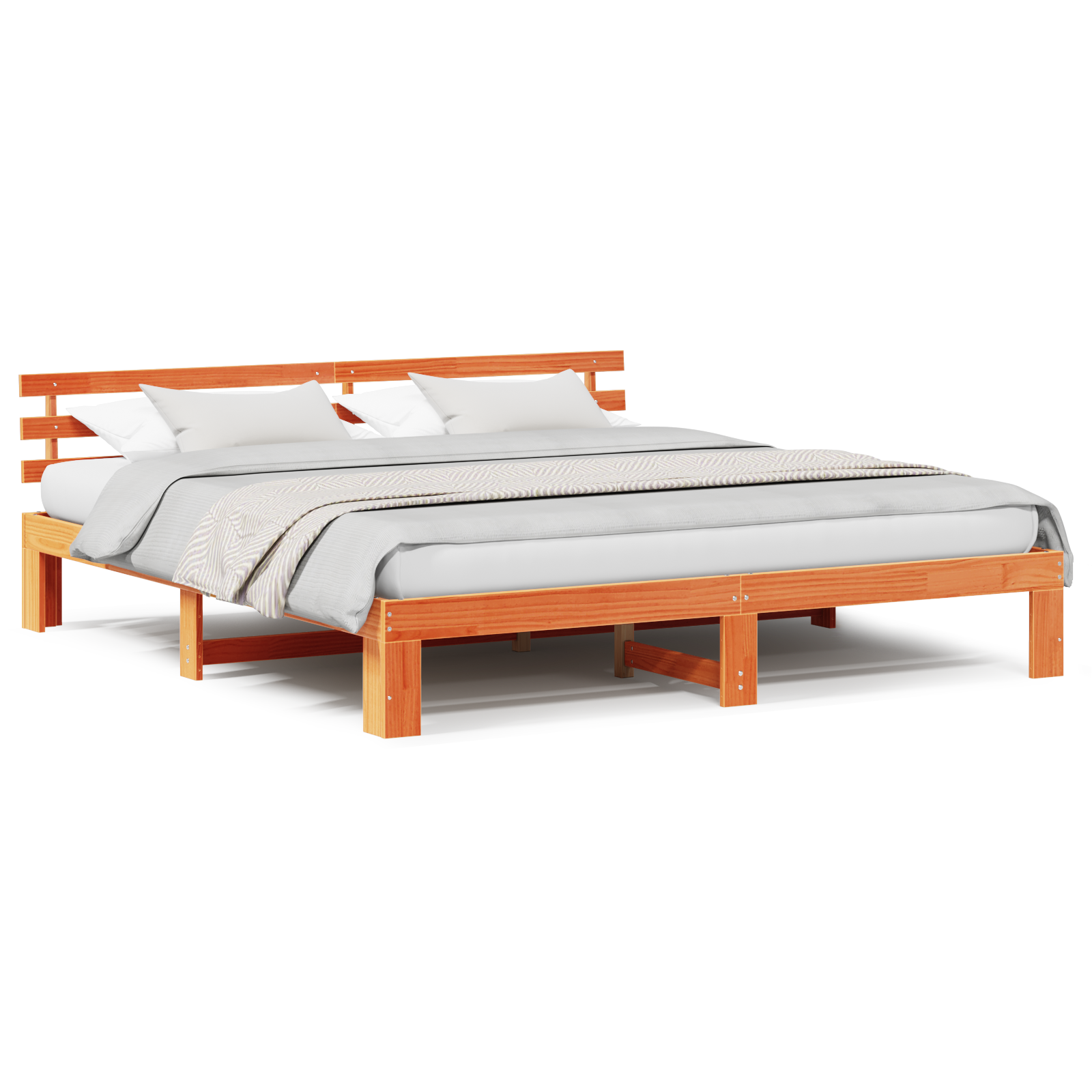 Pine Wood Bed Frame Wax brown Solid wood 180 x 200 cm - Image 4
