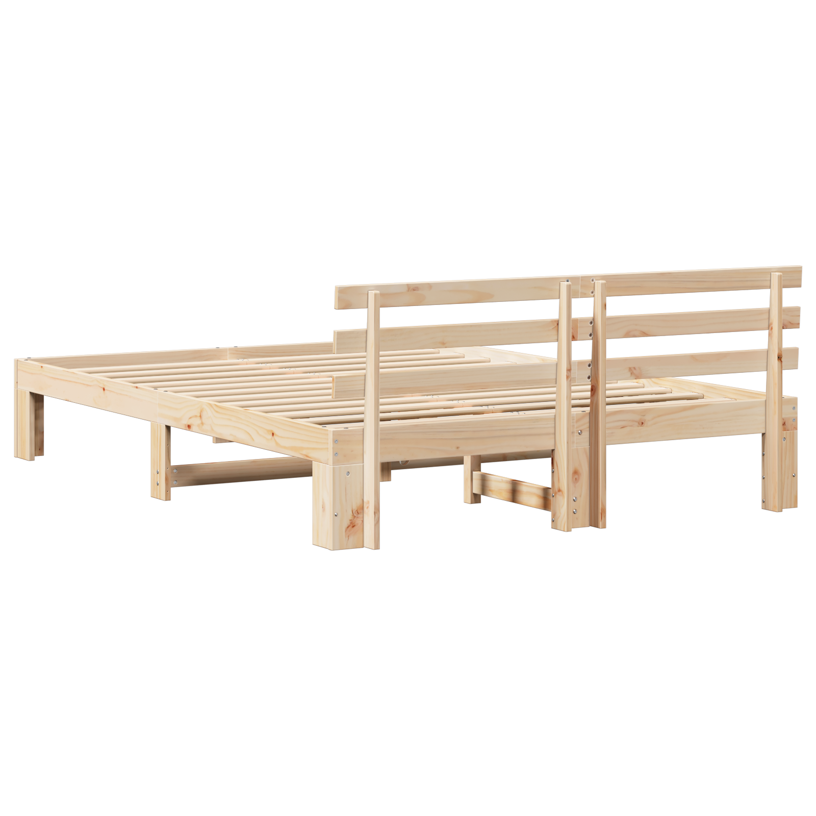 Natural Pine Wood Bed Frame Natural Solid Pine wood 160 x 200 cm - Image 8