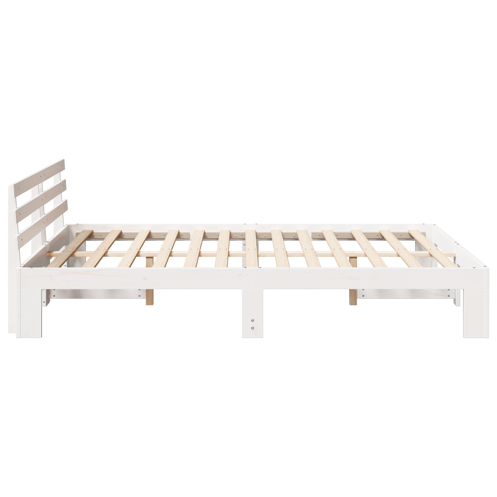 Wood Bed Frame White Wood 160 x 200 cm Durable White Bed Frame - Image 7