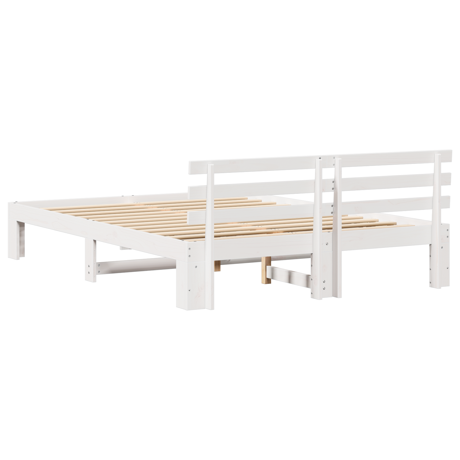 White Wood Bed Frame White Wood 150 x 200 cm Durable - Image 8