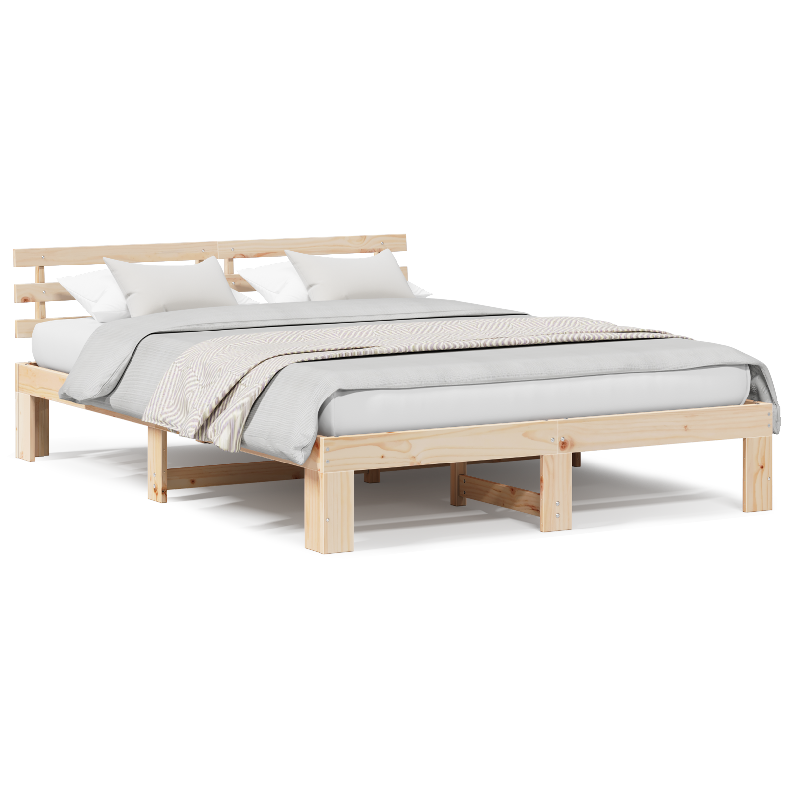 Pine Wood Bed Frame Natural Solid Pine wood 140 x 200 cm - Image 4