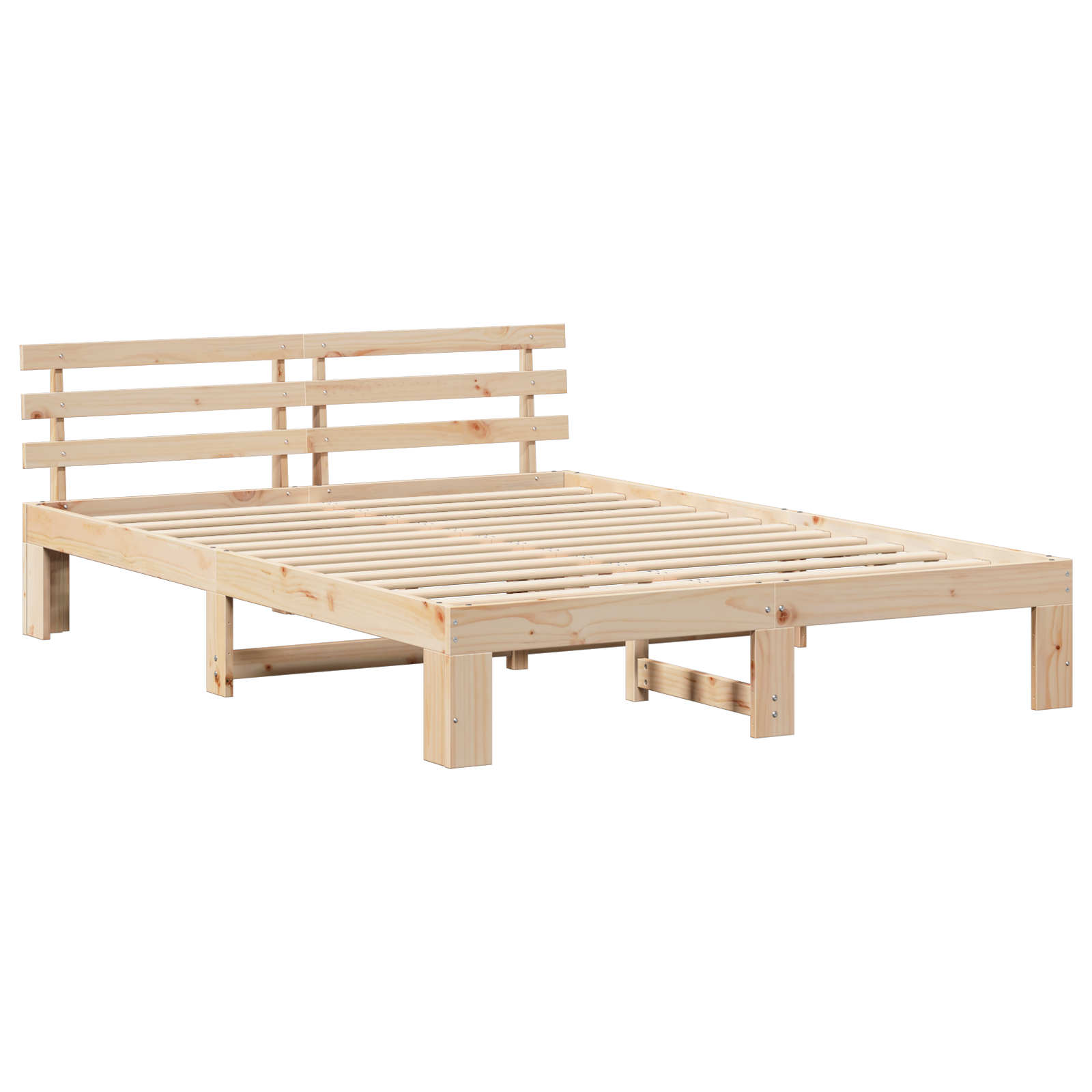 Pine Wood Bed Frame Natural Solid Pine wood 140 x 200 cm - Image 3