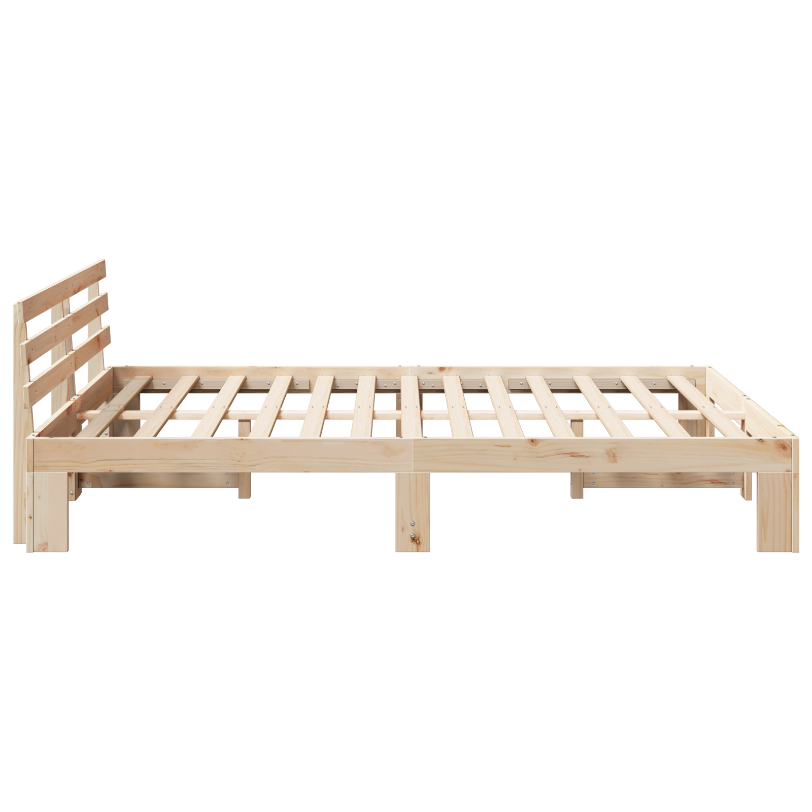 Pine Wood Bed Frame Natural Solid Pine wood 140 x 200 cm - Image 7