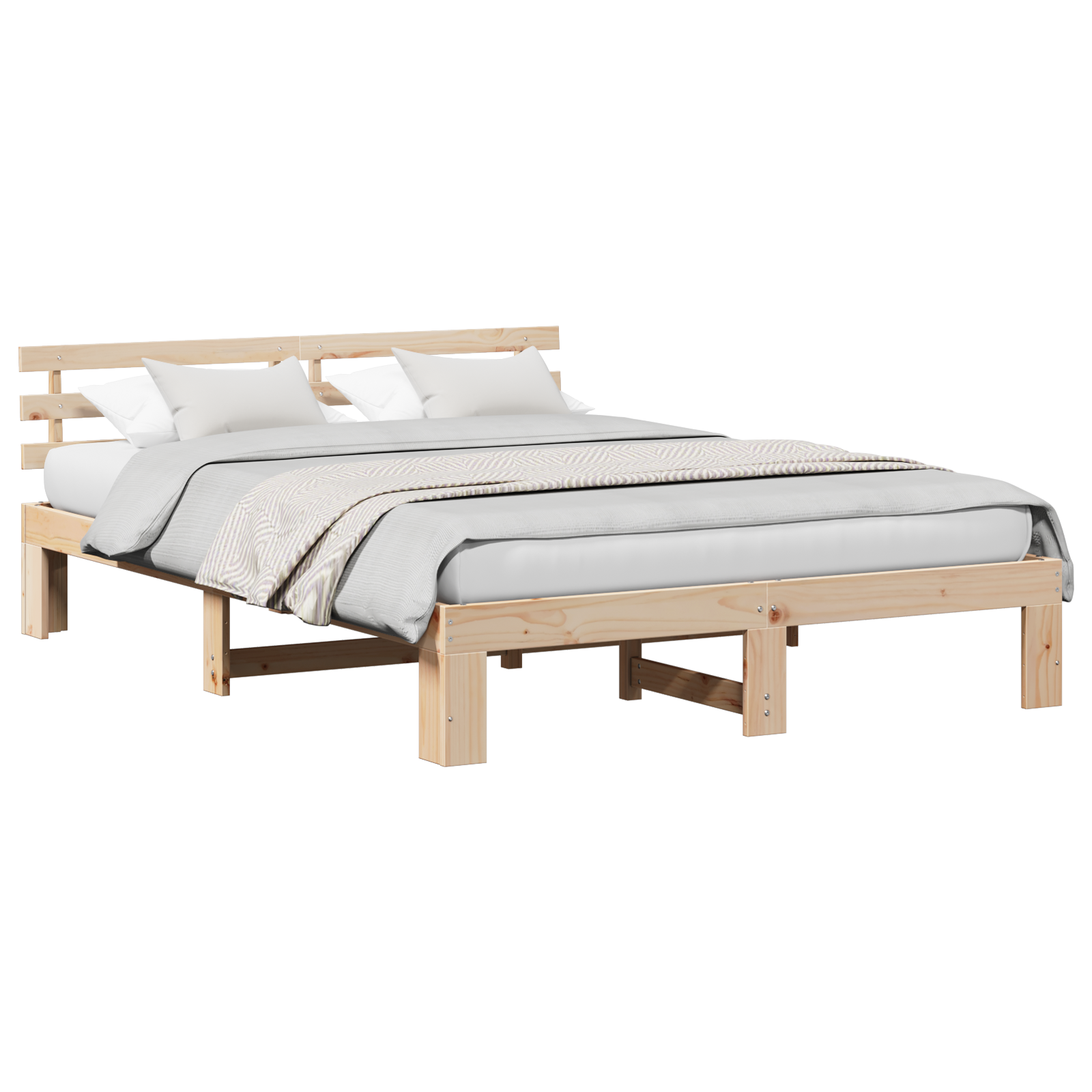 Pine Wood Bed Frame Natural Solid Pine wood 140 x 200 cm - Image 2