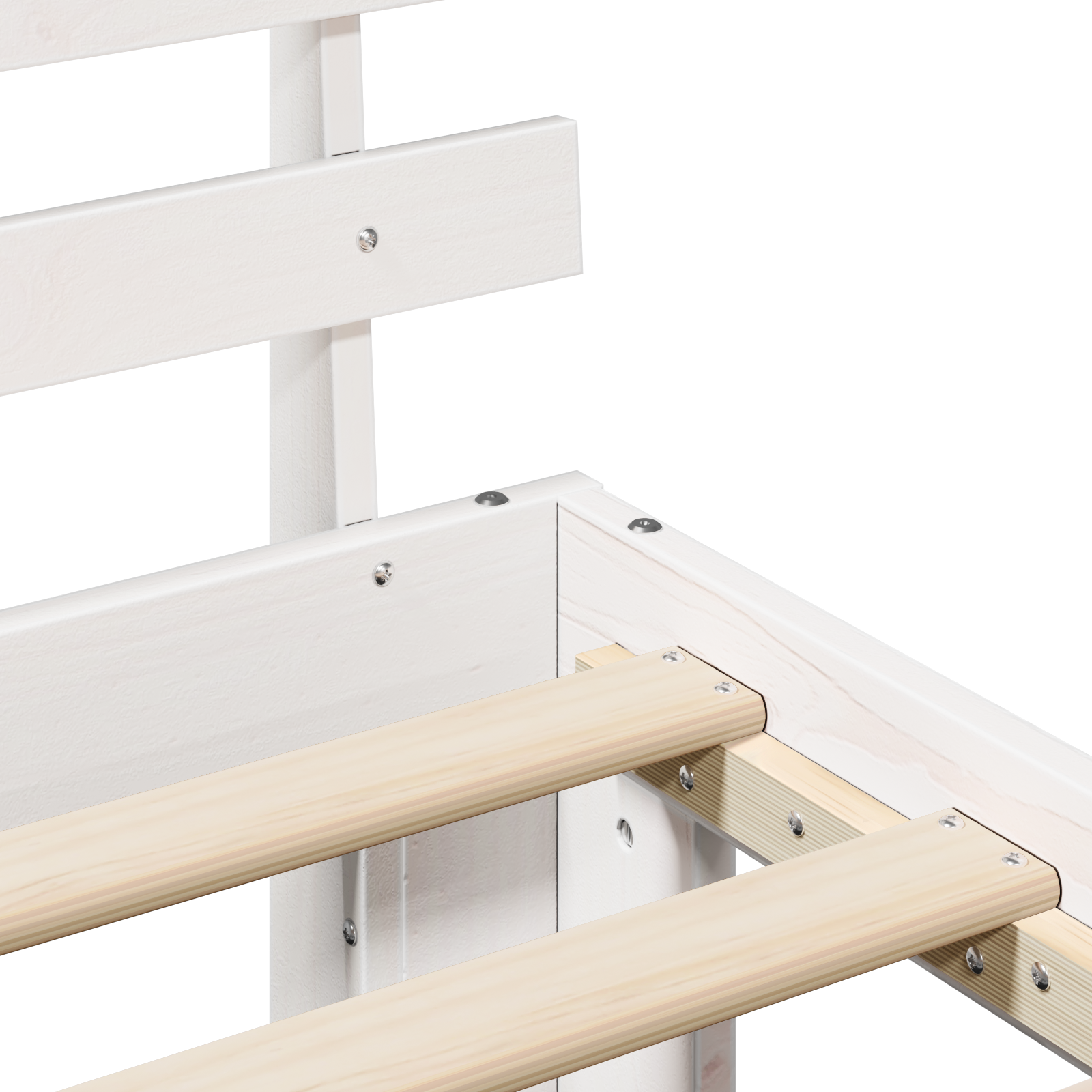 Wood Bed Frame White Wood 140 x 200 cm Durable - Image 9