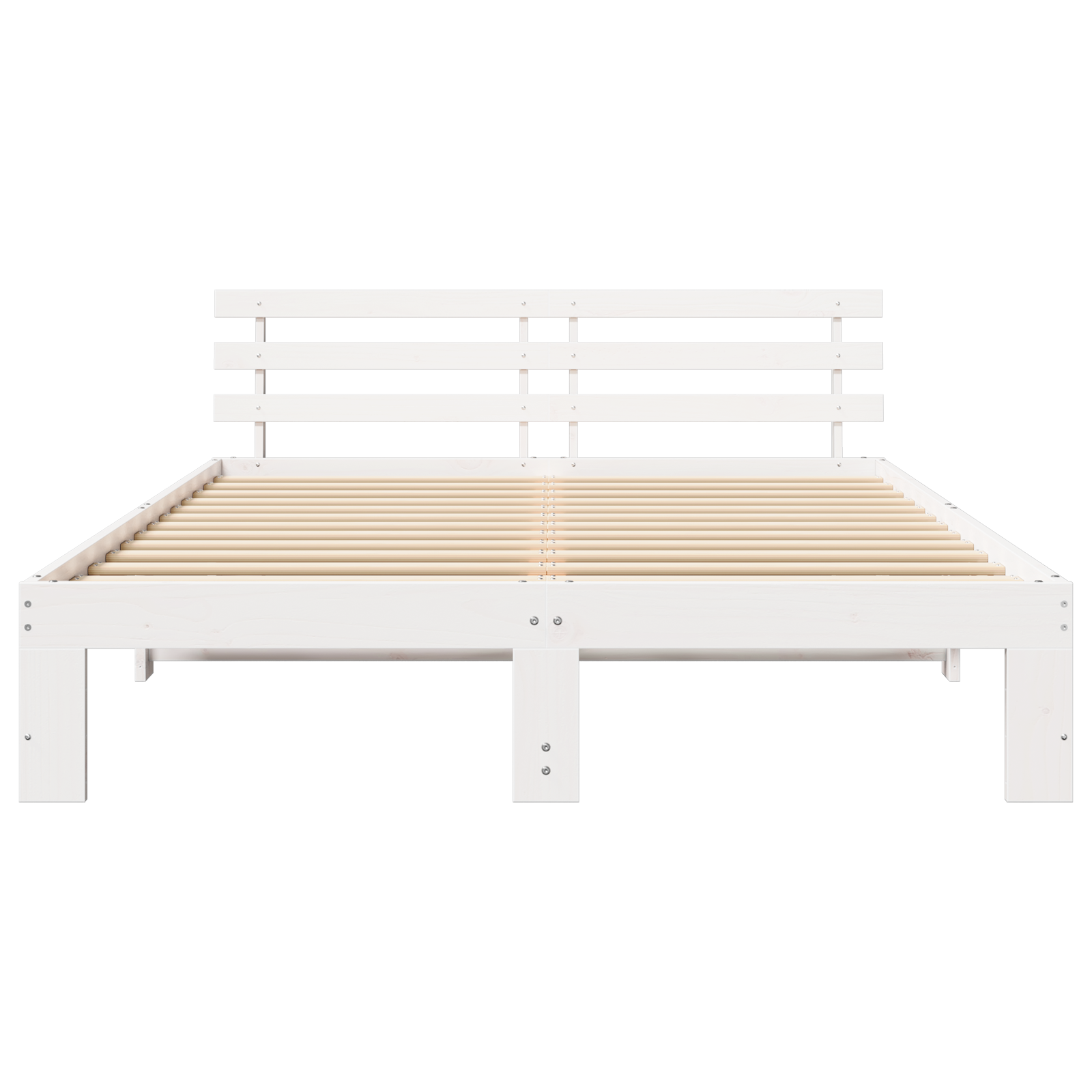 Wood Bed Frame White Wood 140 x 200 cm Durable - Image 6
