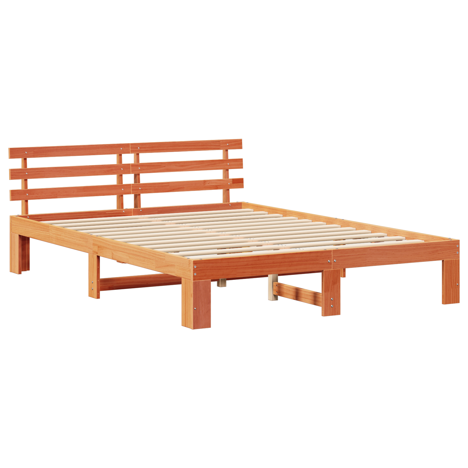 Pine Wood Bed Frame Wax brown Solid wood 140 x 200 cm - Image 3