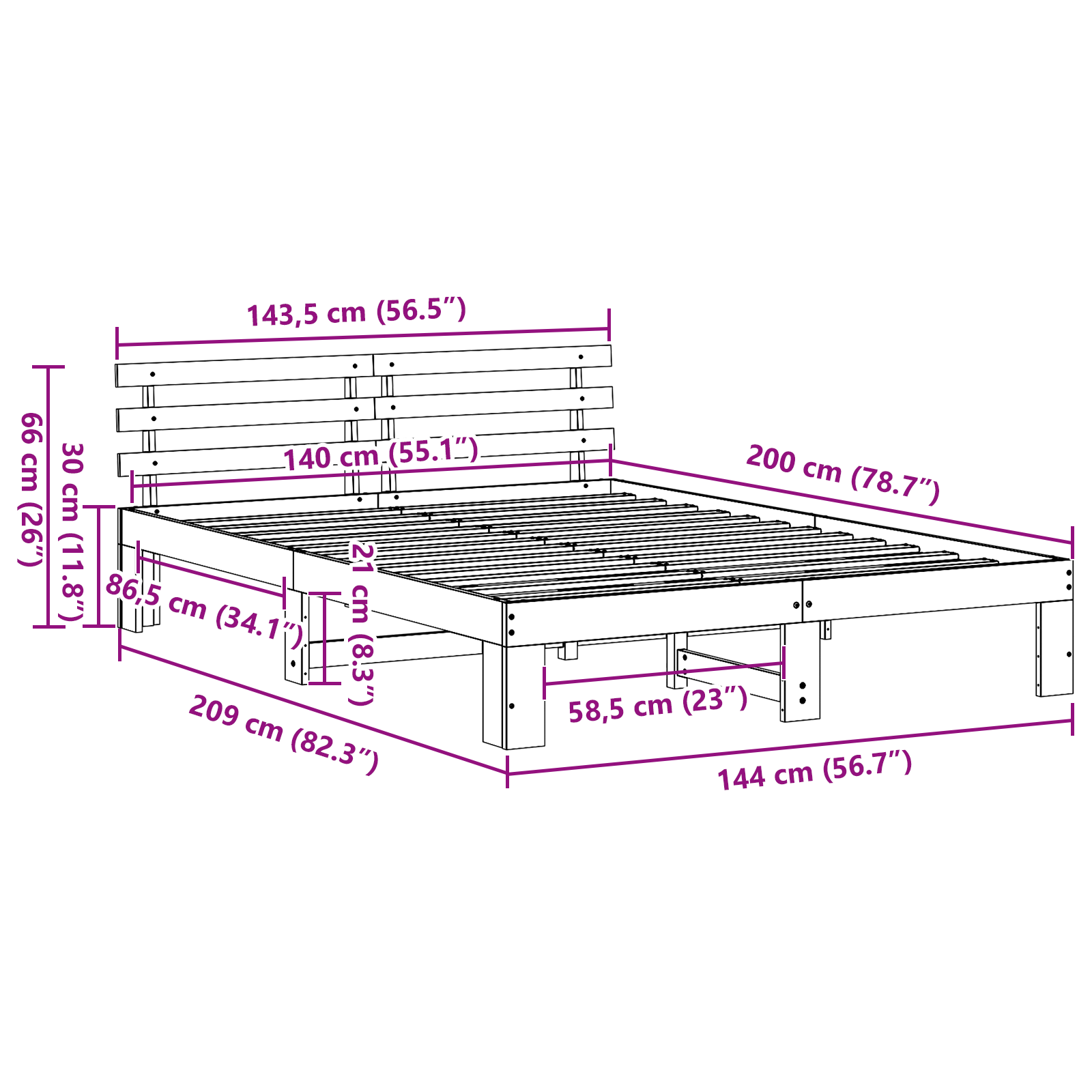 Pine Wood Bed Frame Wax brown Solid wood 140 x 200 cm - Image 10