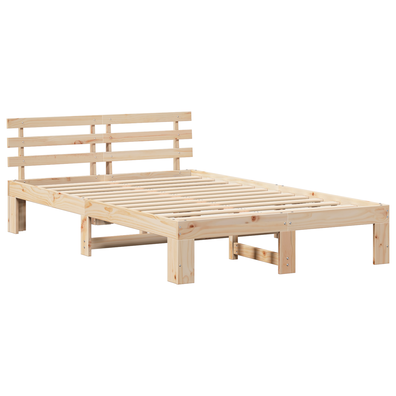 Pine Wood Bed Frame Natural Solid Pine Wood 120 x 200 cm - Image 3