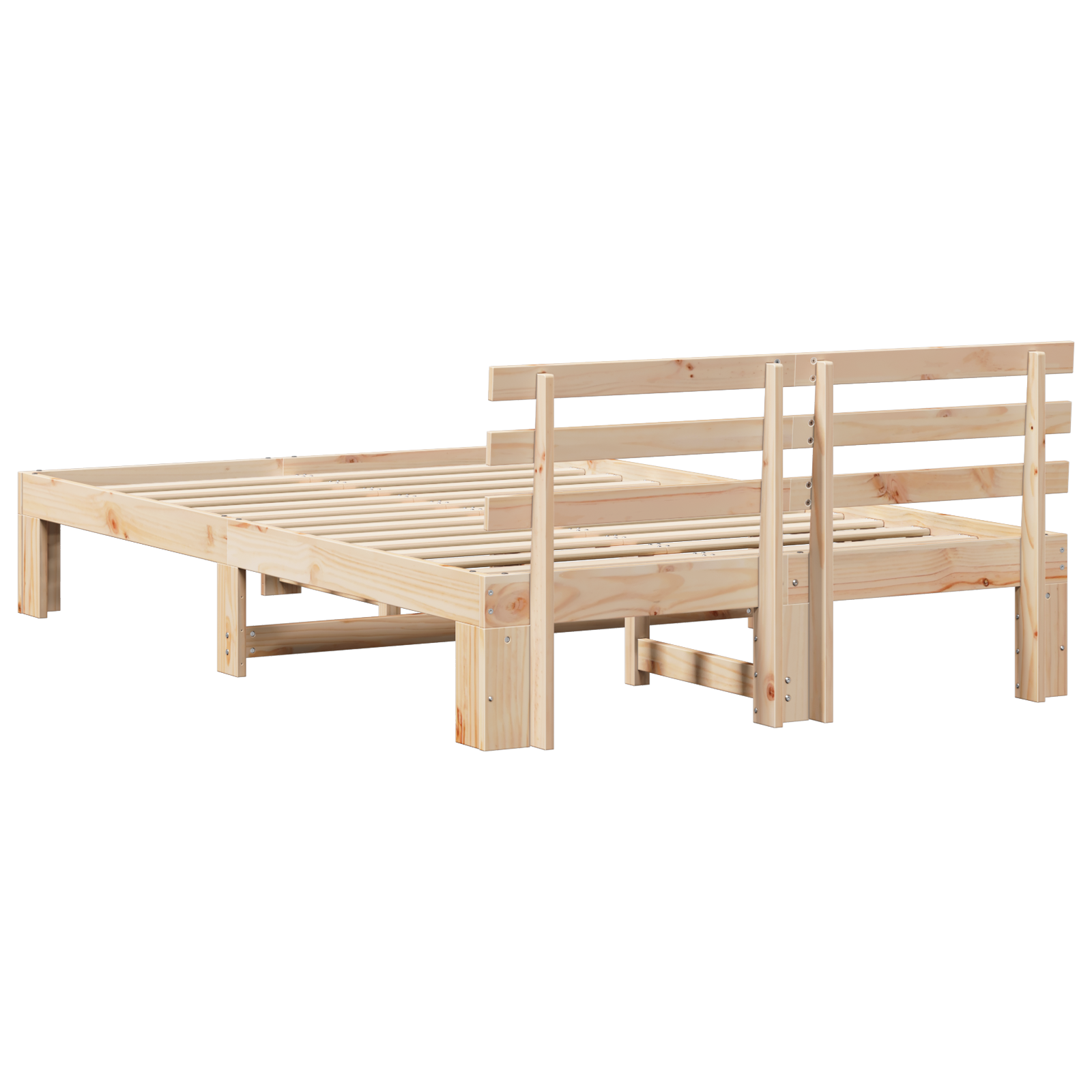Pine Wood Bed Frame Natural Solid Pine Wood 120 x 200 cm - Image 8