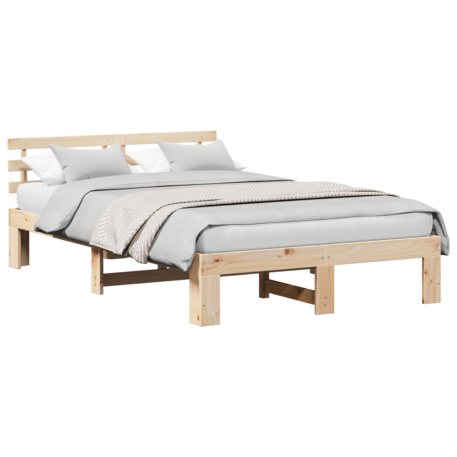 Pine Wood Bed Frame Natural Solid Pine Wood 120 x 200 cm - Image 2