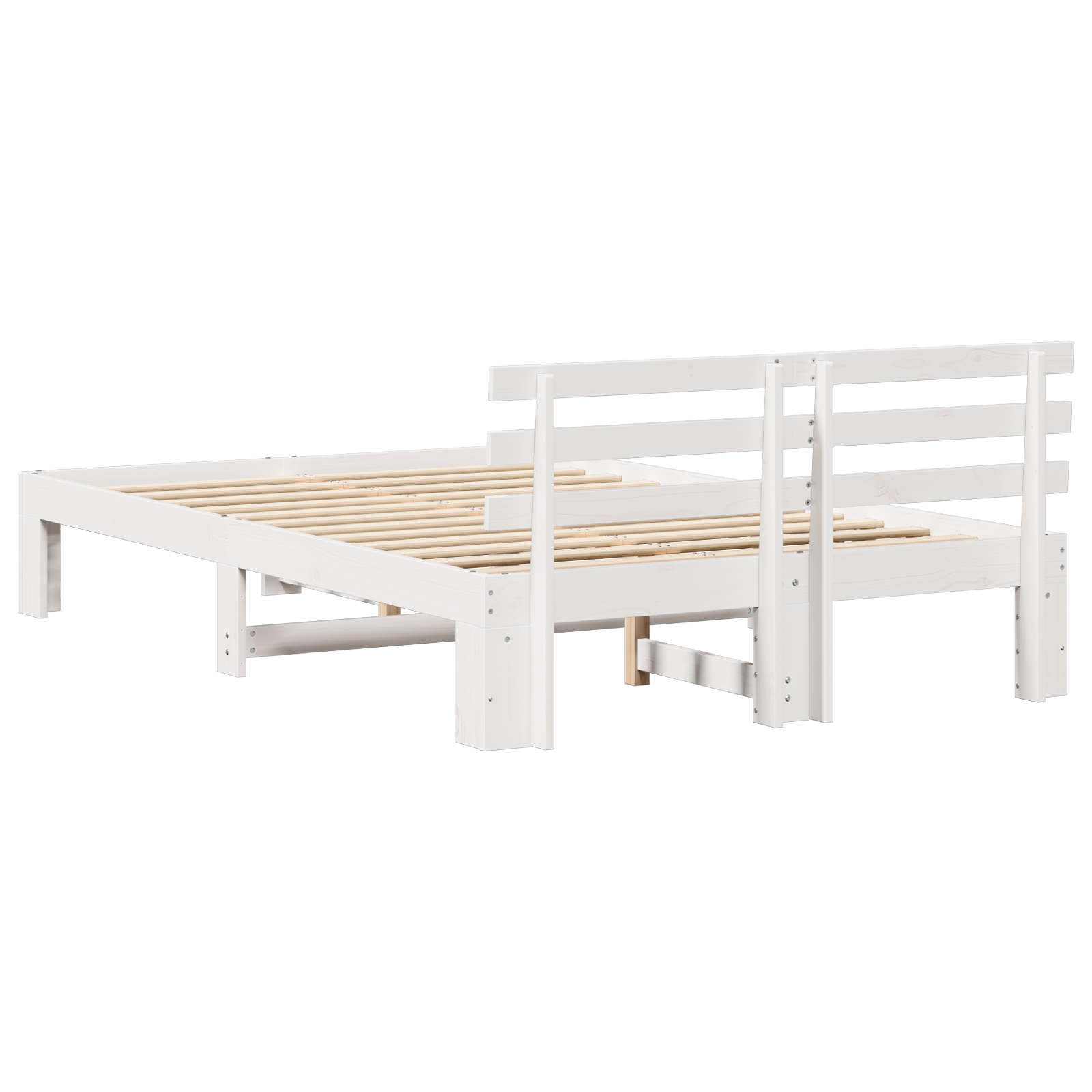 White Pine Wood Bed Frame White Solid wood 120 x 200 cm Durable - Image 8