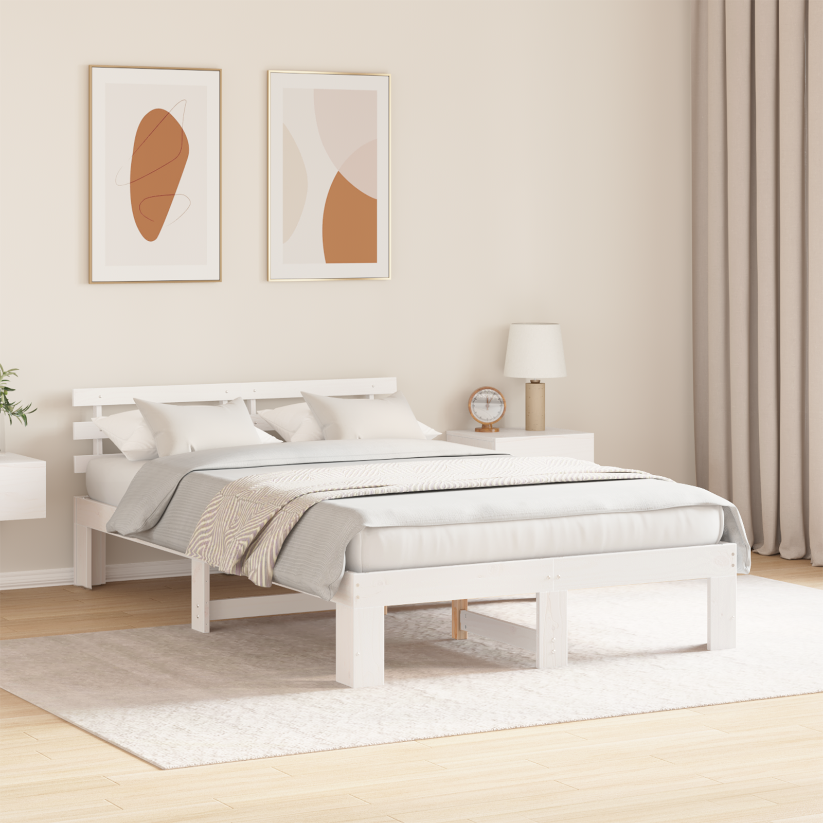 White Pine Wood Bed Frame White Solid wood 120 x 200 cm Durable - Image 5