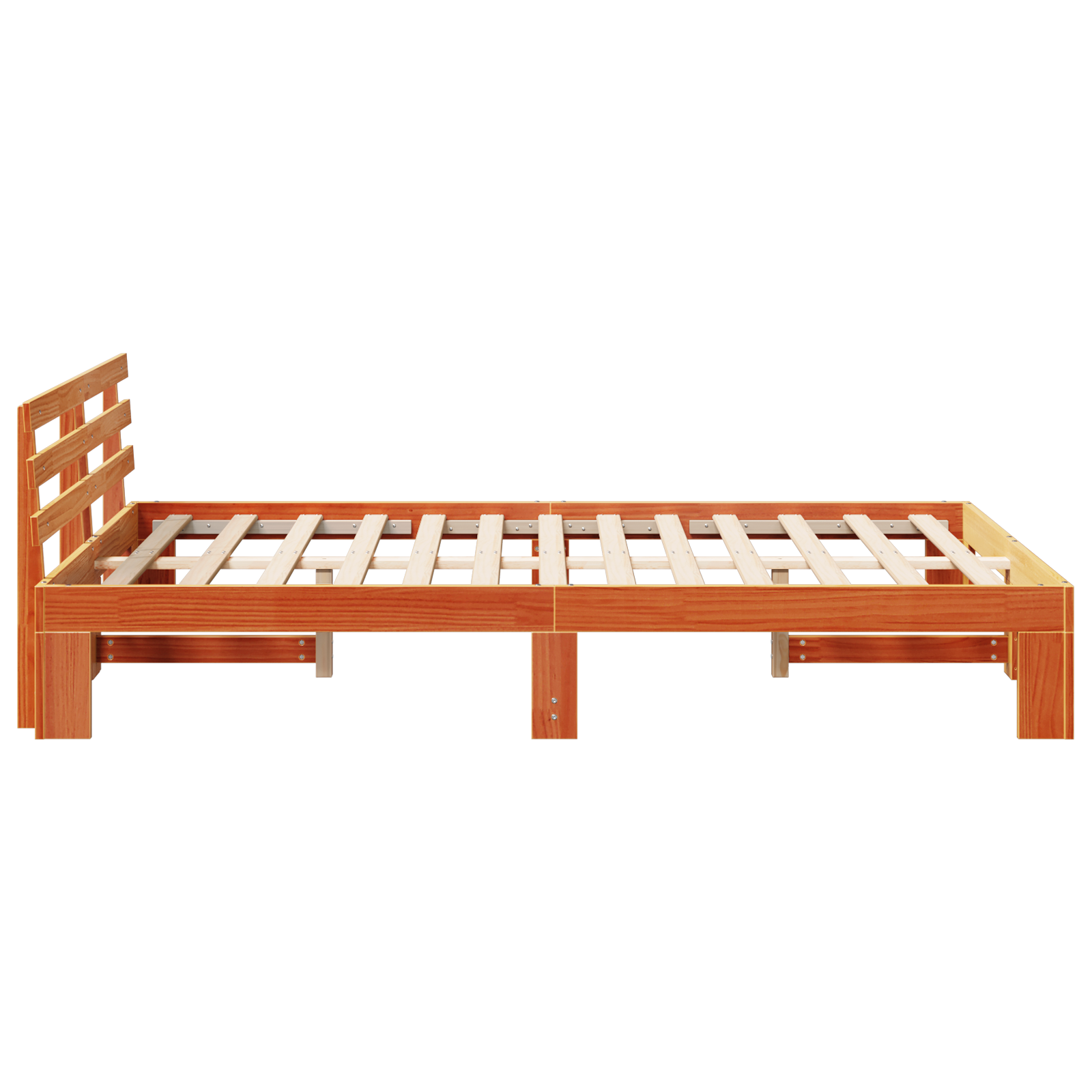 Pine Wood Bed Frame Wax Brown Solid Wood 120 x 200 cm Pine Bed - Image 7