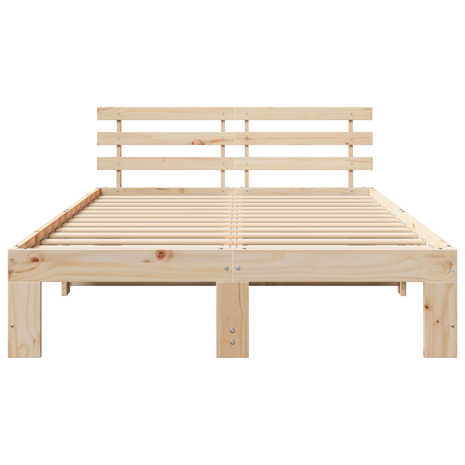 Pine Wood Bed Frame Natural Wood Solid Wood 140 x 190 cm Durable - Image 6