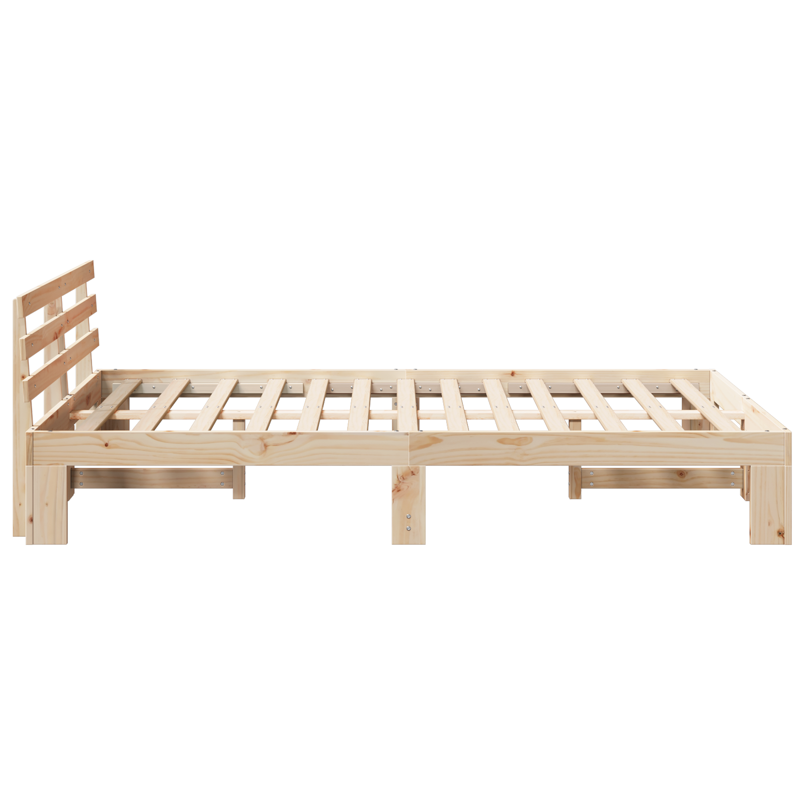 Pine Wood Bed Frame Natural Wood Solid Wood 140 x 190 cm Durable - Image 7