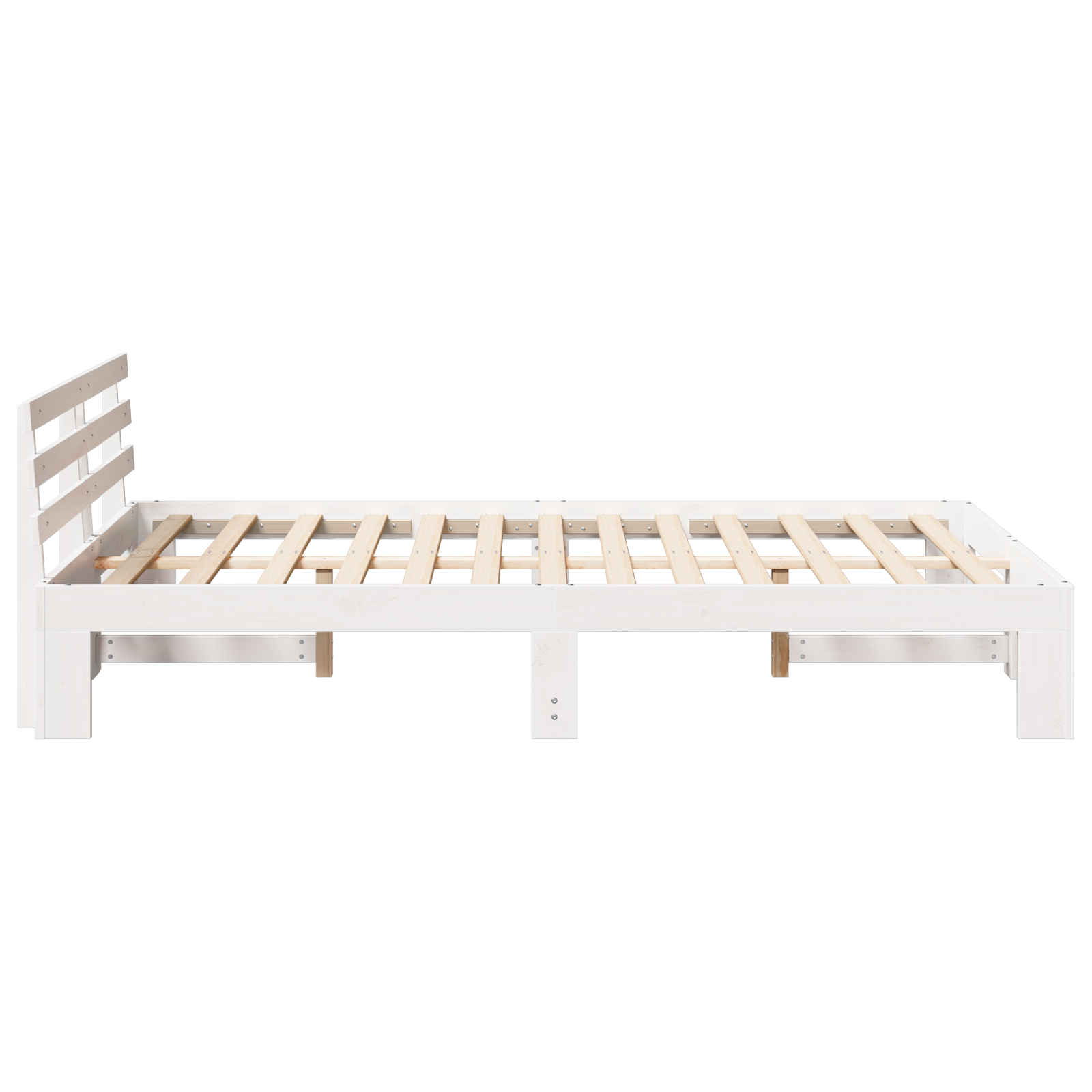 White Pine Bed Frame White Solid Wood 140 x 190 cm Durable - Image 7
