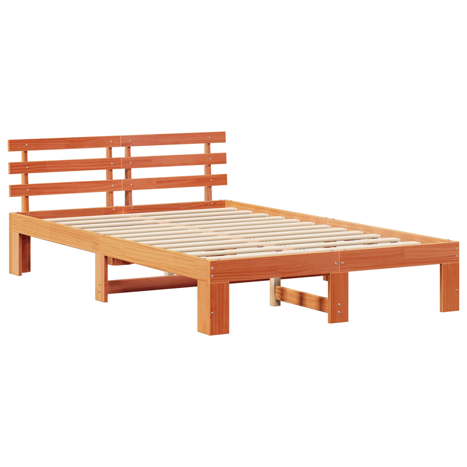 Pine Wood Bed Frame Wax brown Solid wood 140 x 190 cm - Image 3