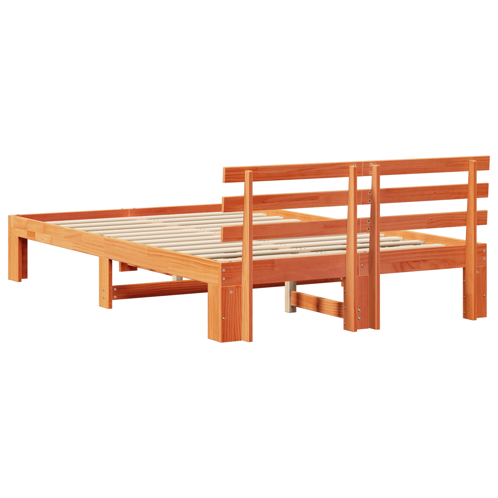 Pine Wood Bed Frame Wax brown Solid wood 135 x 190 cm Durable - Image 8