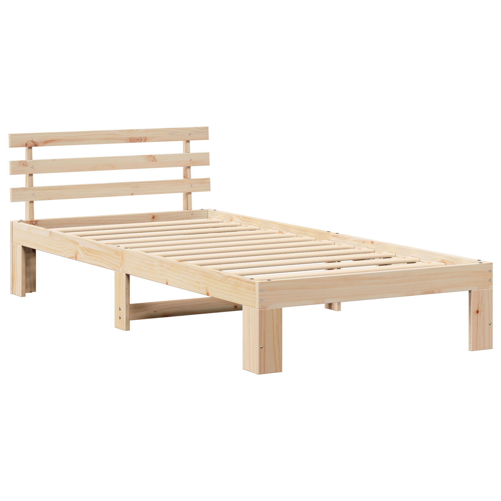 Natural Pine Wood Bed Frame Natural Solid Pine wood 100 x 200 cm - Image 3