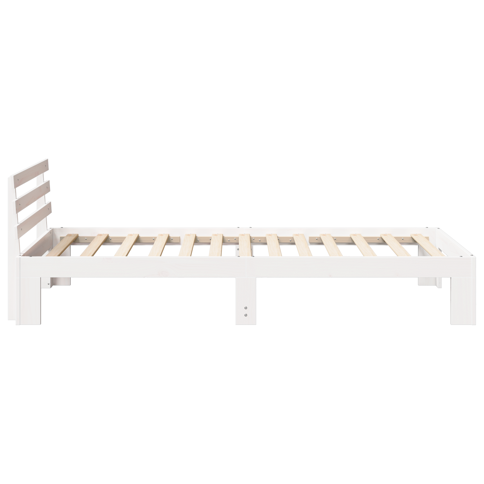 Wood Bed Frame White Wood 100 x 200 cm Minimalistic Bed Frame - Image 7