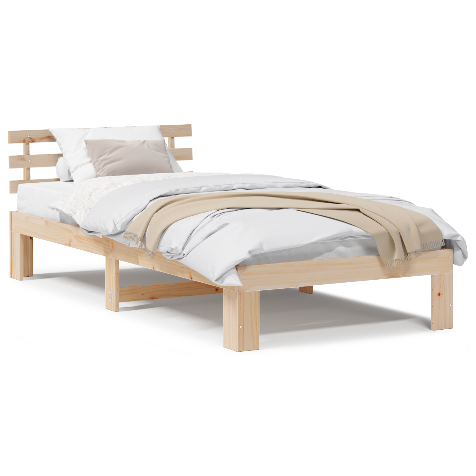 Natural Pine Wood Bed Frame Natural Solid wood 80 x 200 cm - Image 4