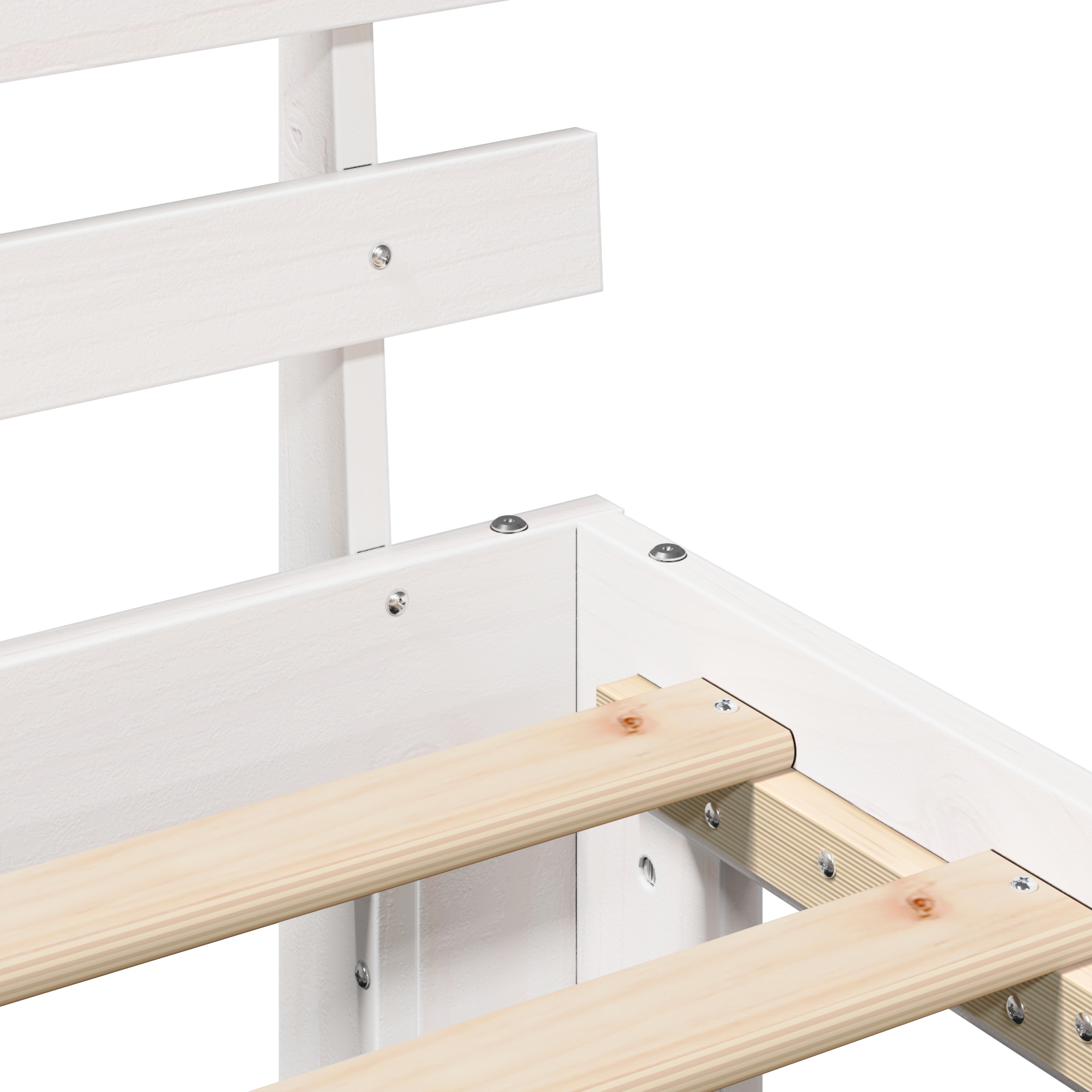 Pine Wood Bed Frame White Wood 80 x 200 cm White Bed Frame - Image 9