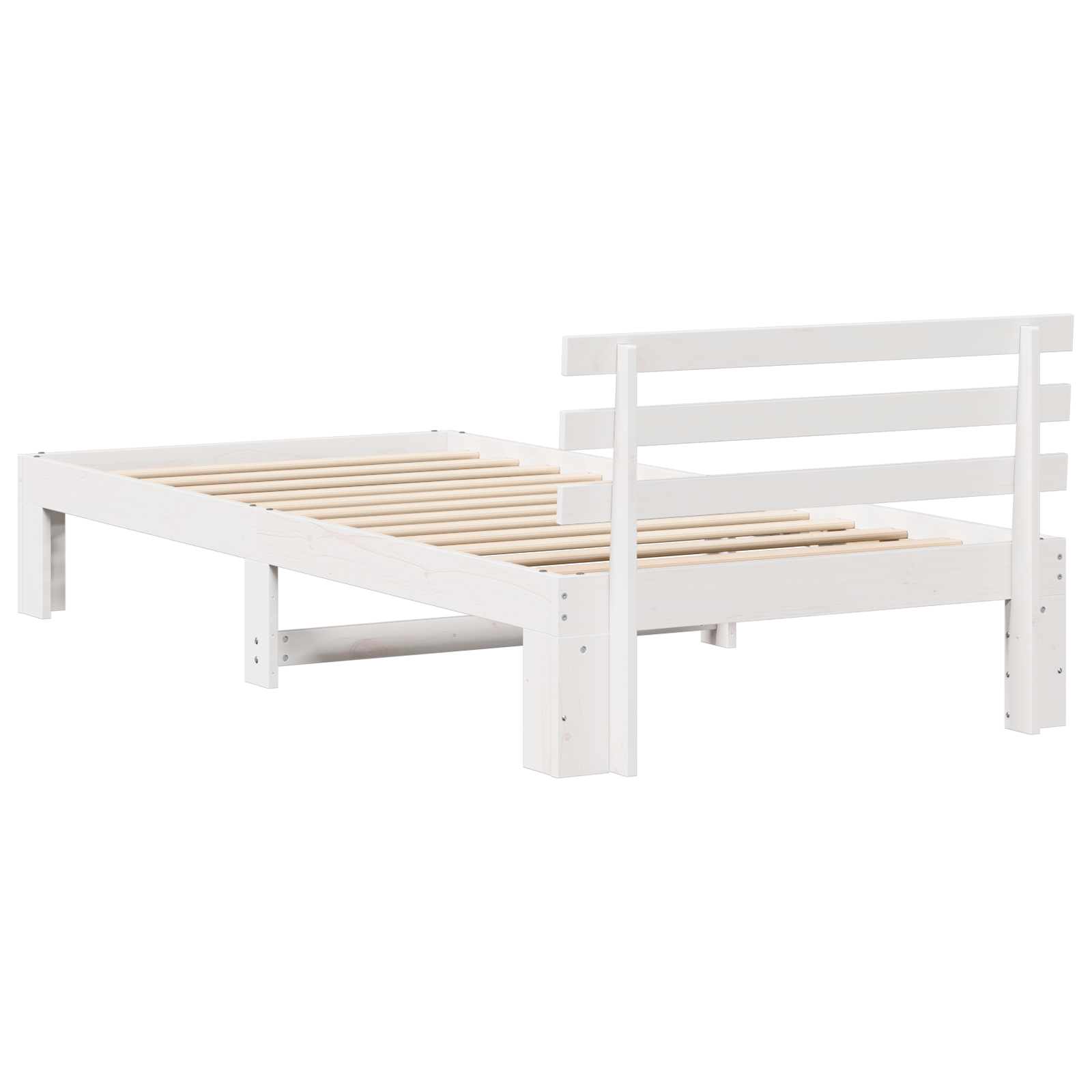 Pine Wood Bed Frame White Wood 80 x 200 cm White Bed Frame - Image 8