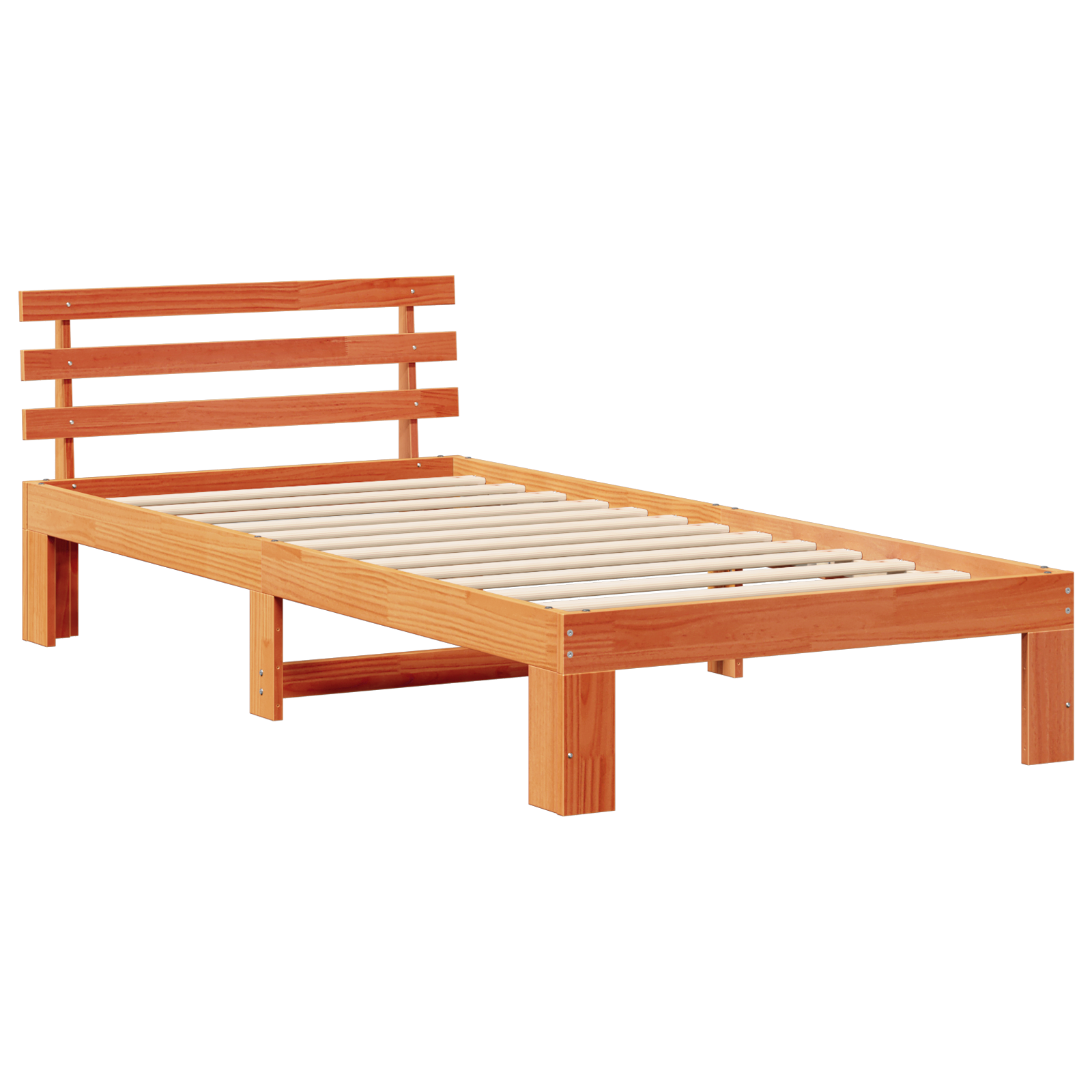 Pine Wood Bed Frame Wax brown Solid Pine wood Single Simplistic - Image 3