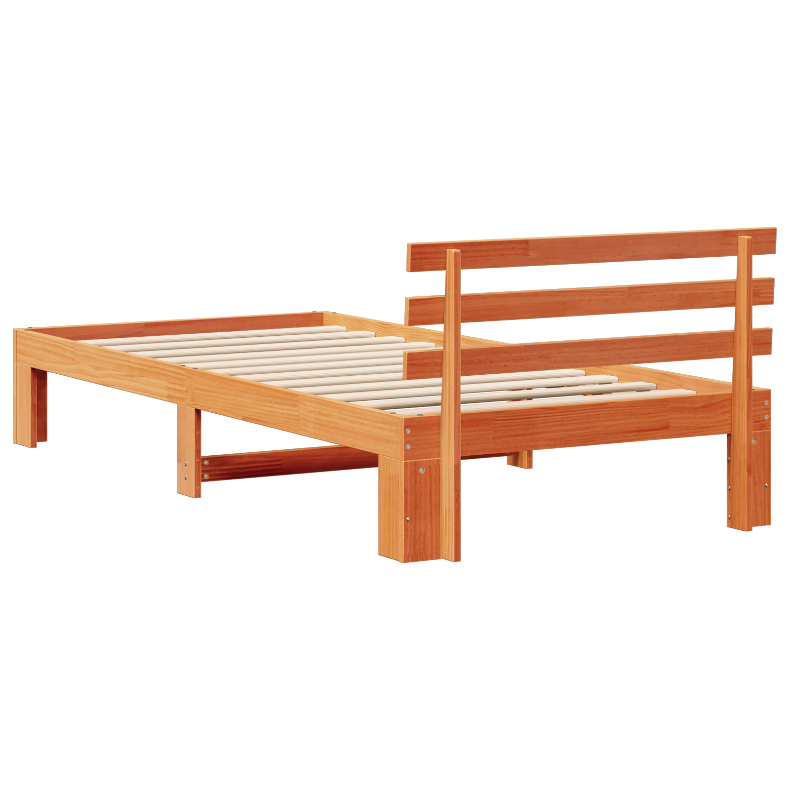 Pine Wood Bed Frame Wax brown Solid Pine wood Single Simplistic - Image 8
