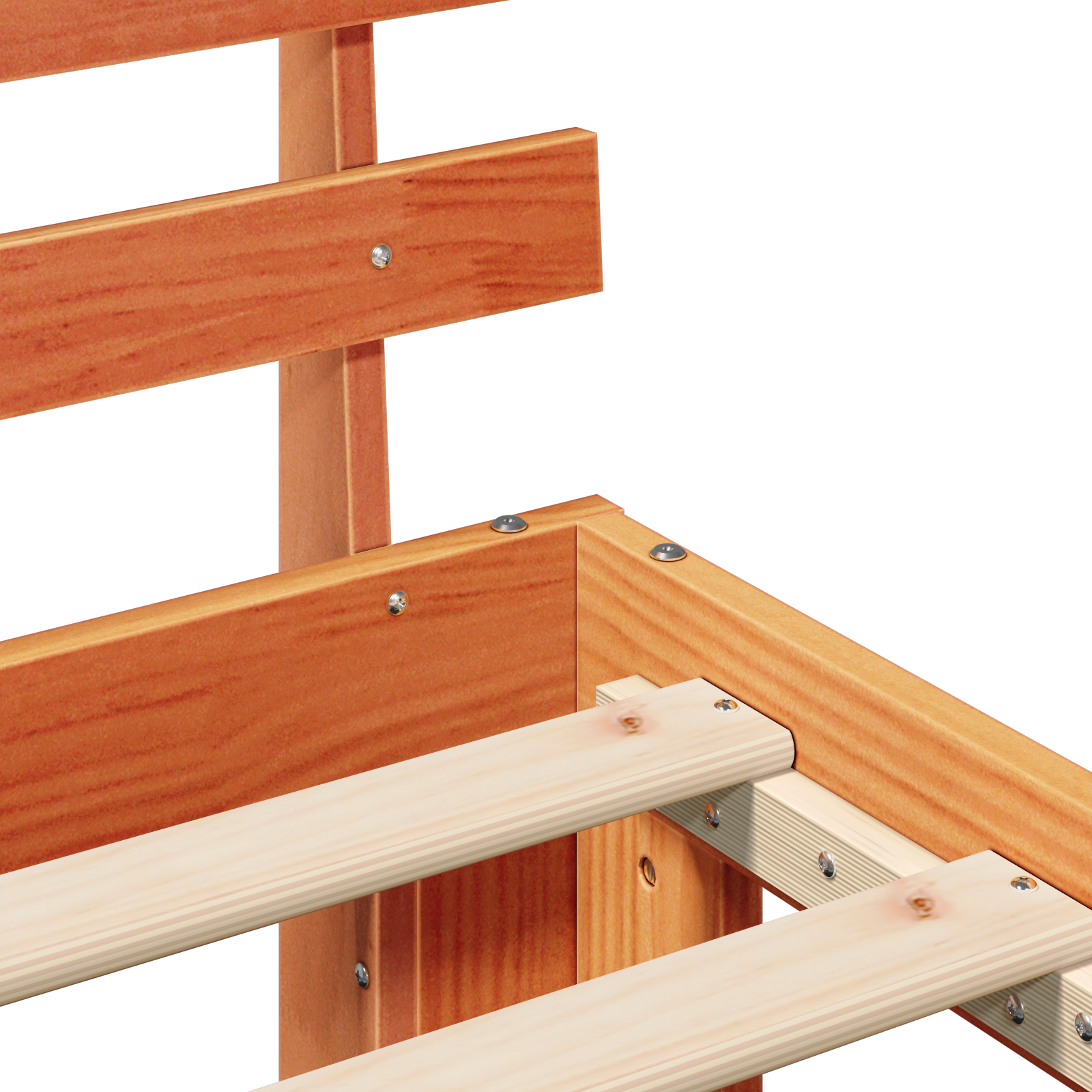 Pine Wood Bed Frame Wax brown Solid Pine wood 75 x 190 cm - Image 9