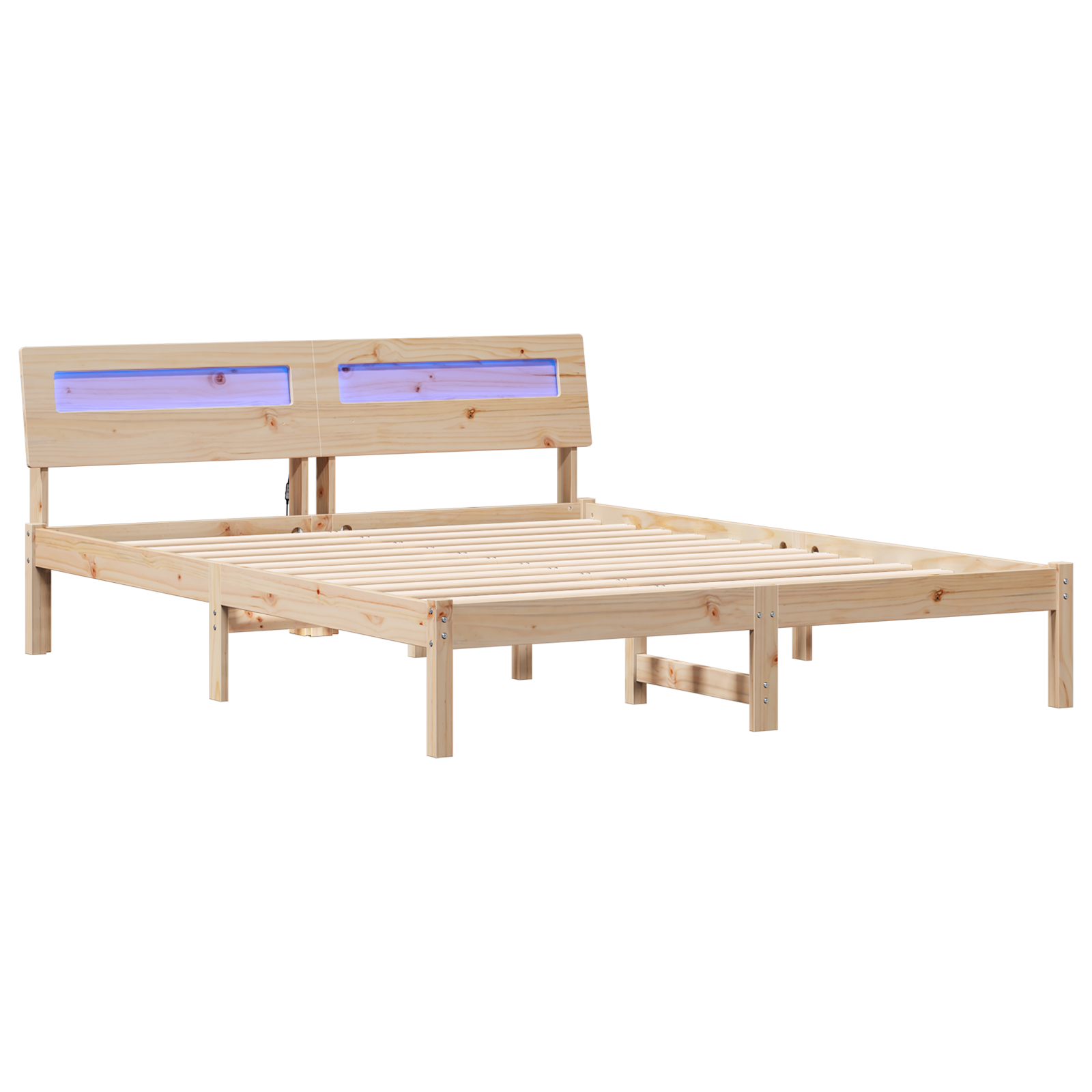 Bedframe met hoofdeinde Bruin 140 x 200 cm Massief grenenhout