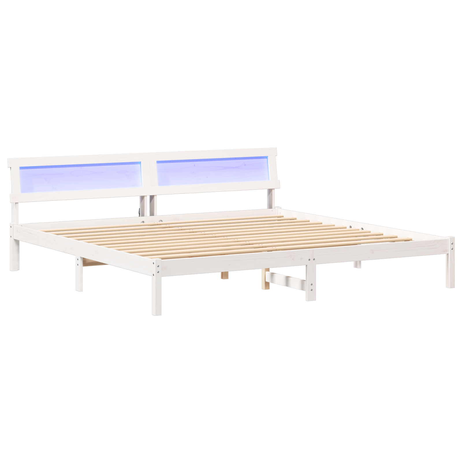 Bedframe met hoofdeinde Wit 180 x 200 cm Massief grenenhout