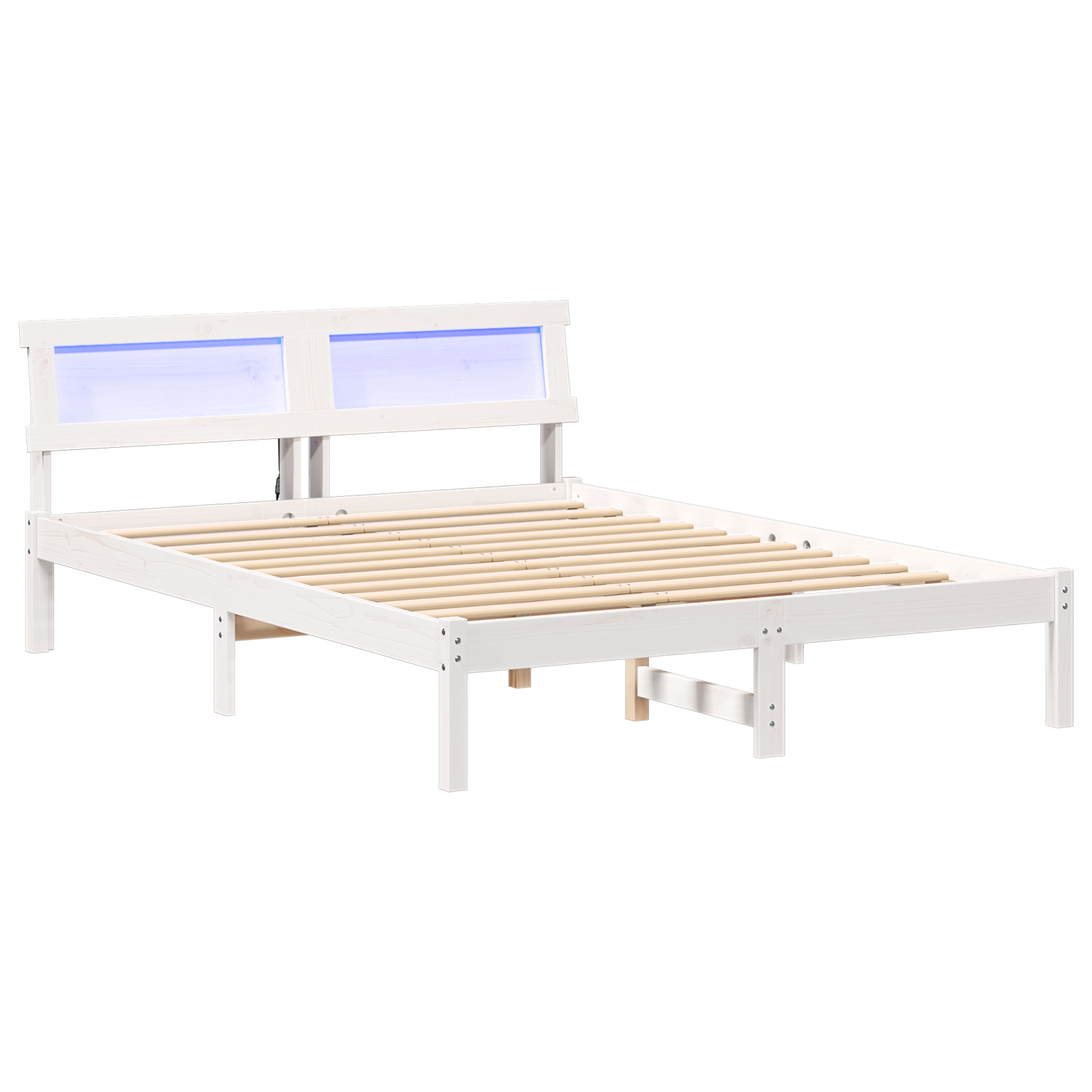 Bedframe met hoofdeinde Wit 135 x 190 cm Massief grenenhout