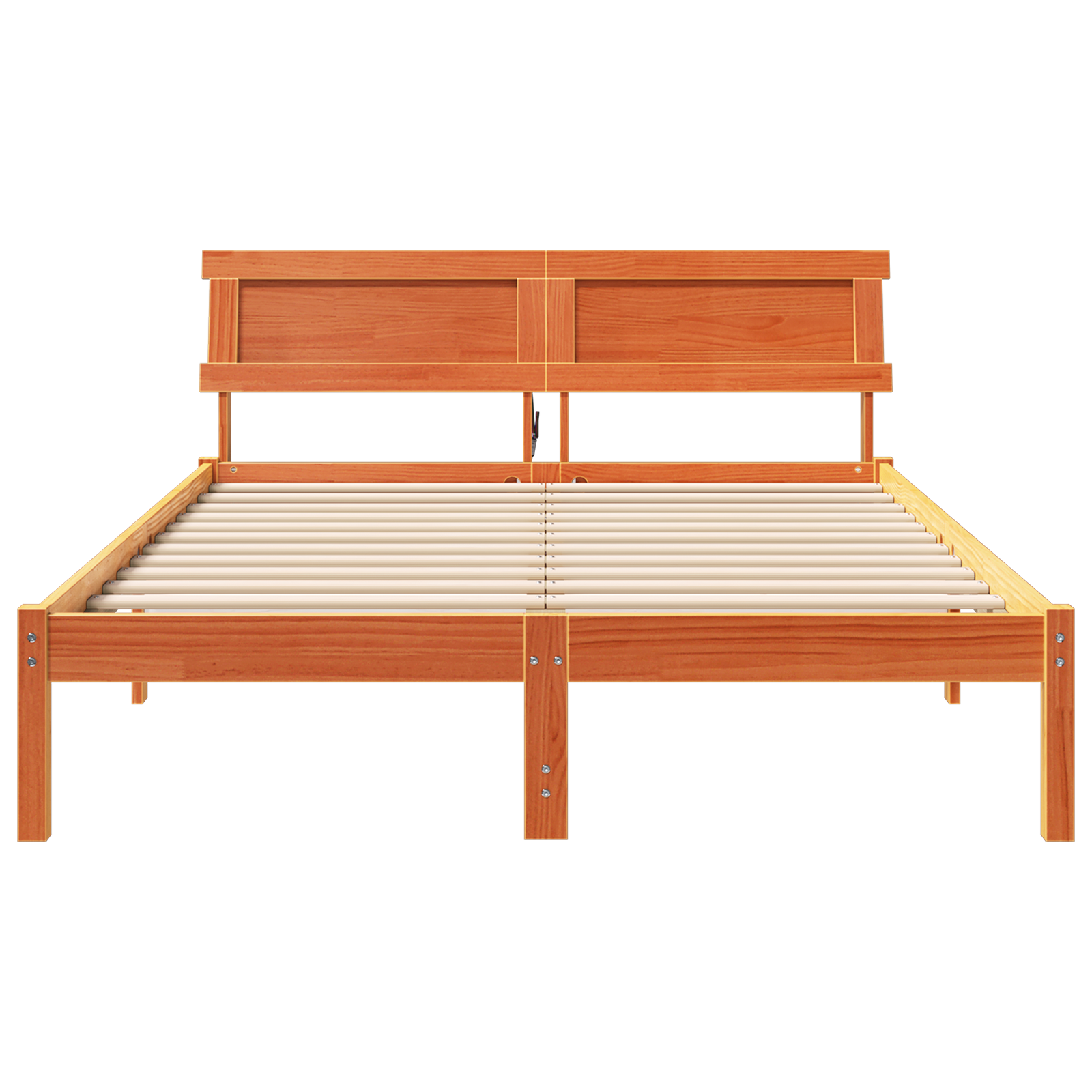 Bed Frame with Headboard & LED Wax Brown 120x190 cm Solid Wood Pine - Image 5