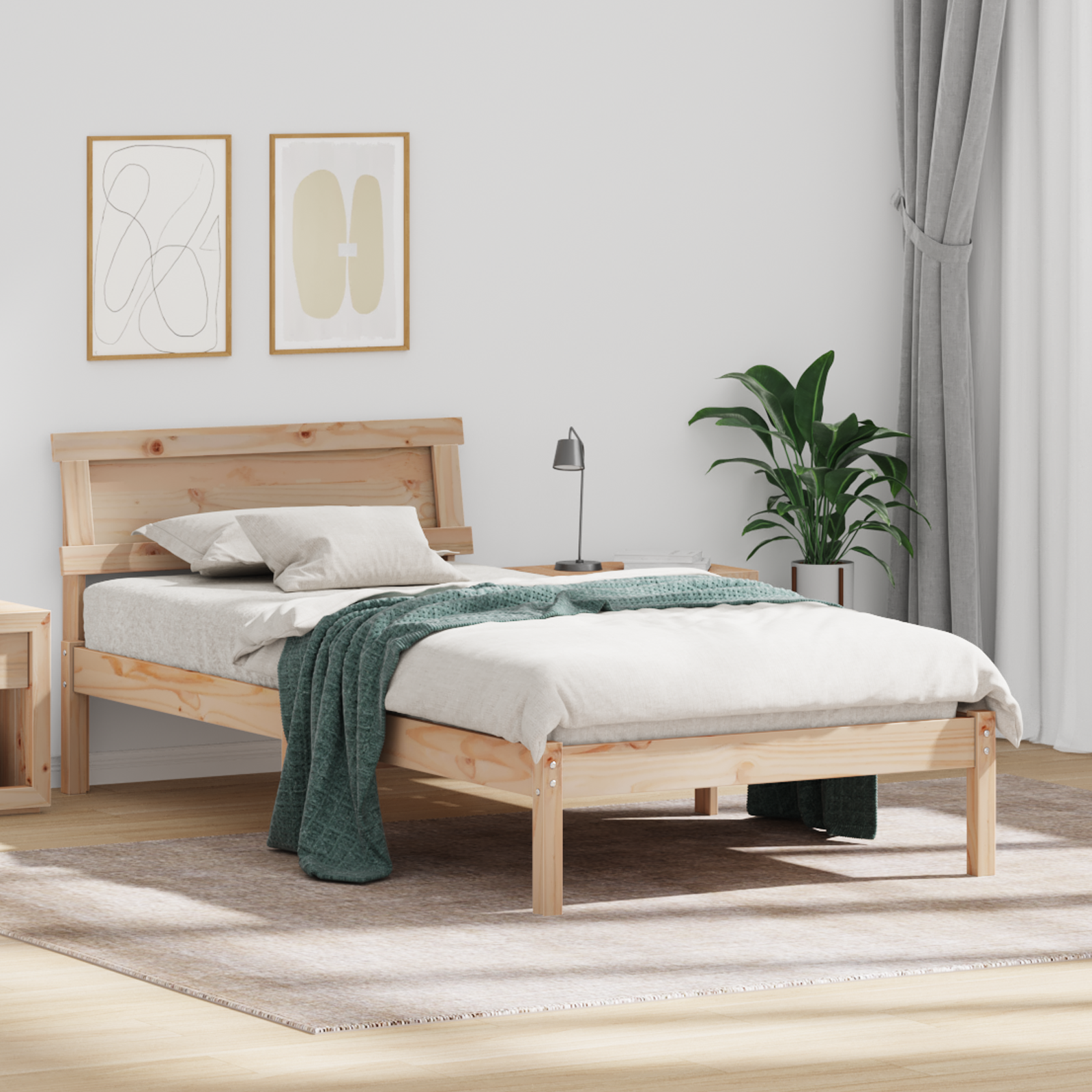Bedframe met Hoofdeinde & LED 80×200 cm Massief Grenenhout