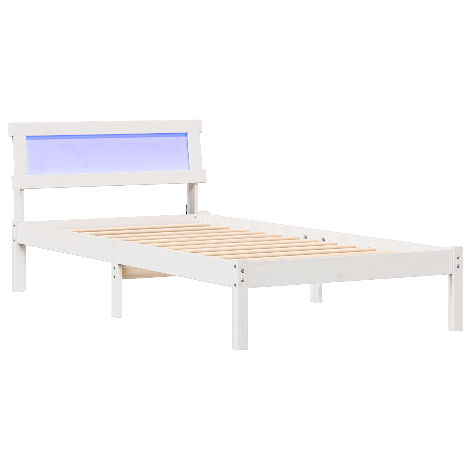 Bedframe met hoofdeinde Wit 75 x 190 cm Massief grenenhout