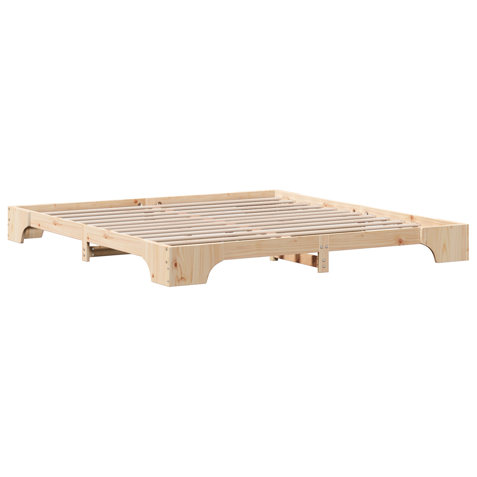 Bed Frame Natural Solid Pine Wood 200 x 200 cm Durable - Image 8