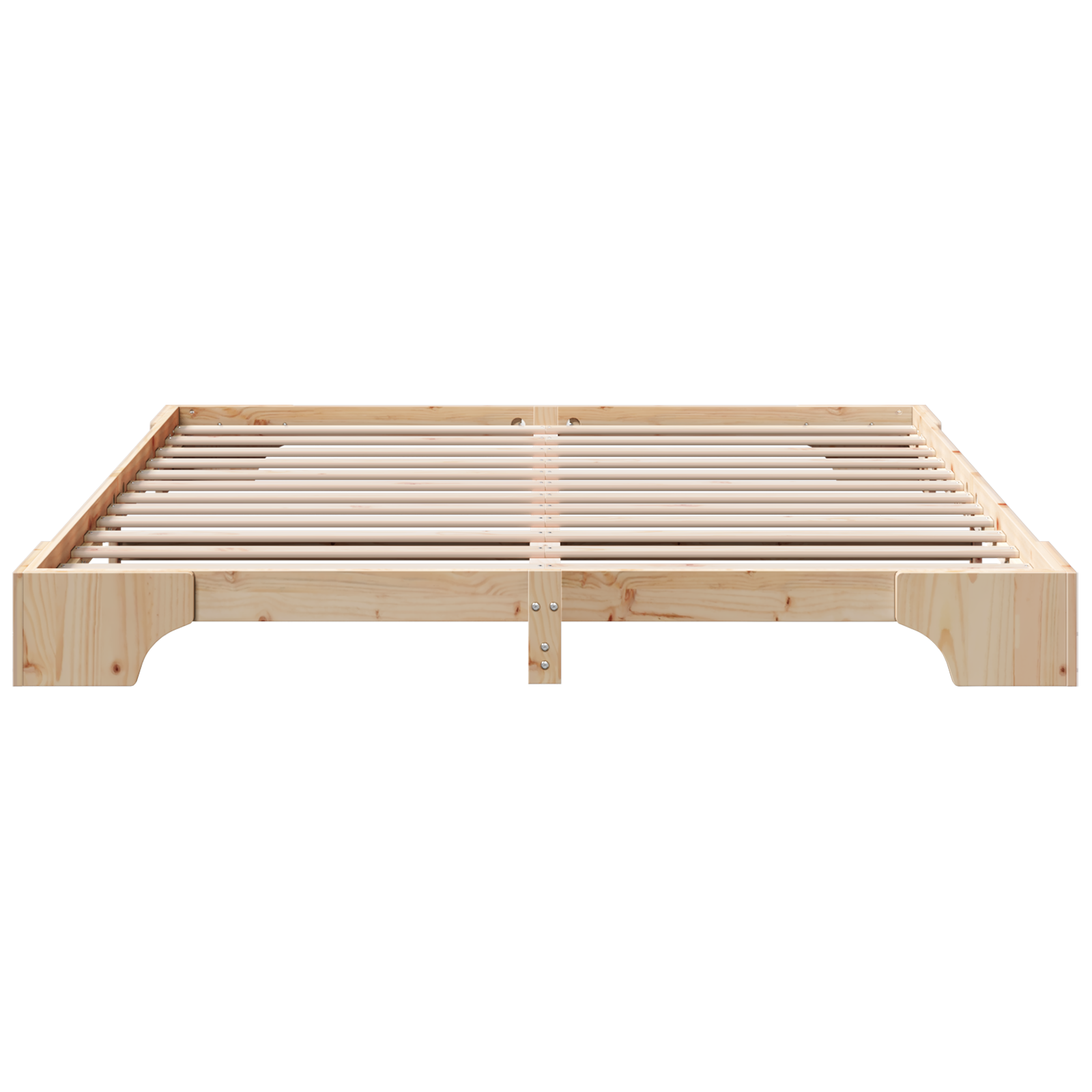 Bed Frame Natural Solid Pine Wood 200 x 200 cm Durable - Image 6