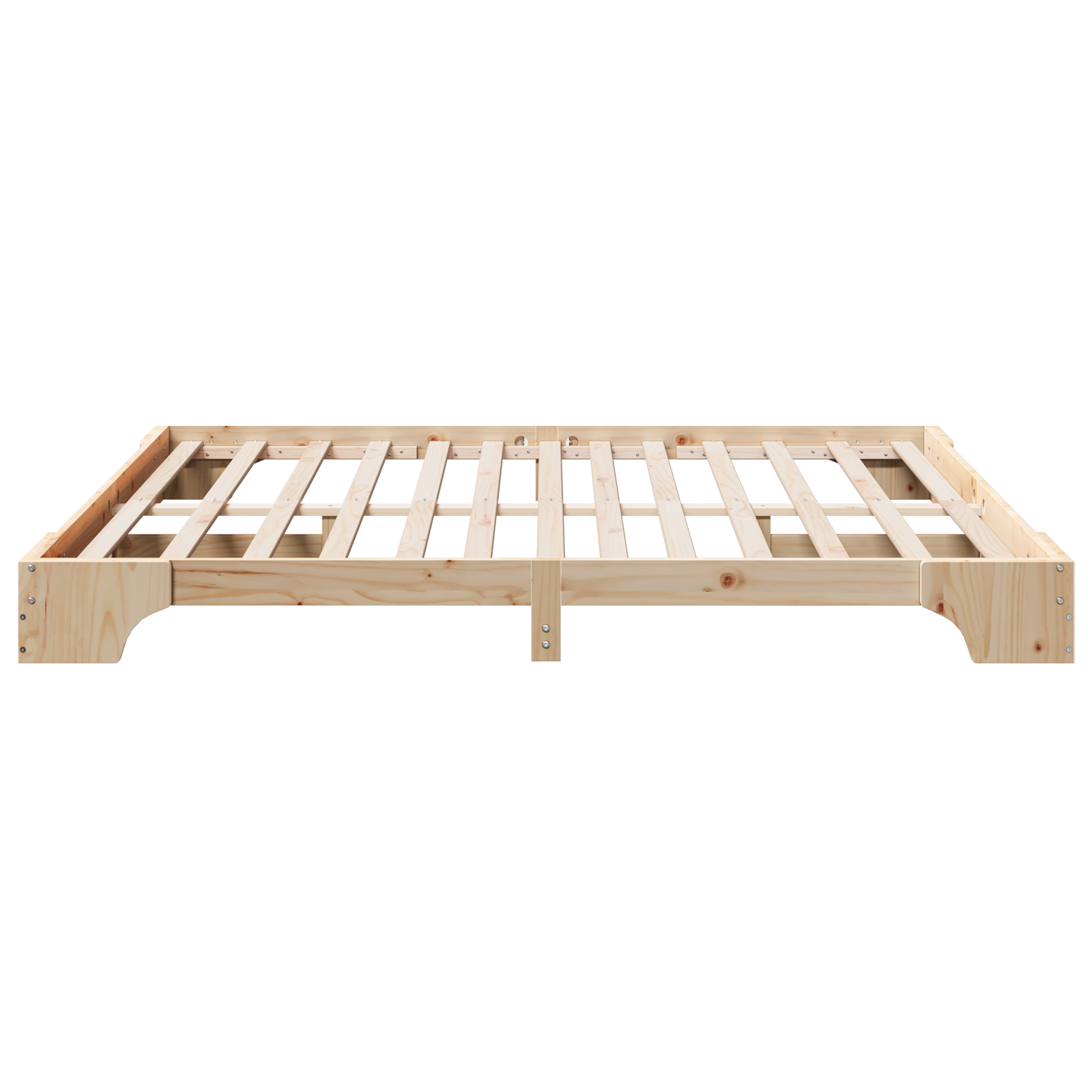 Bed Frame Natural Solid Pine Wood 200 x 200 cm Durable - Image 7