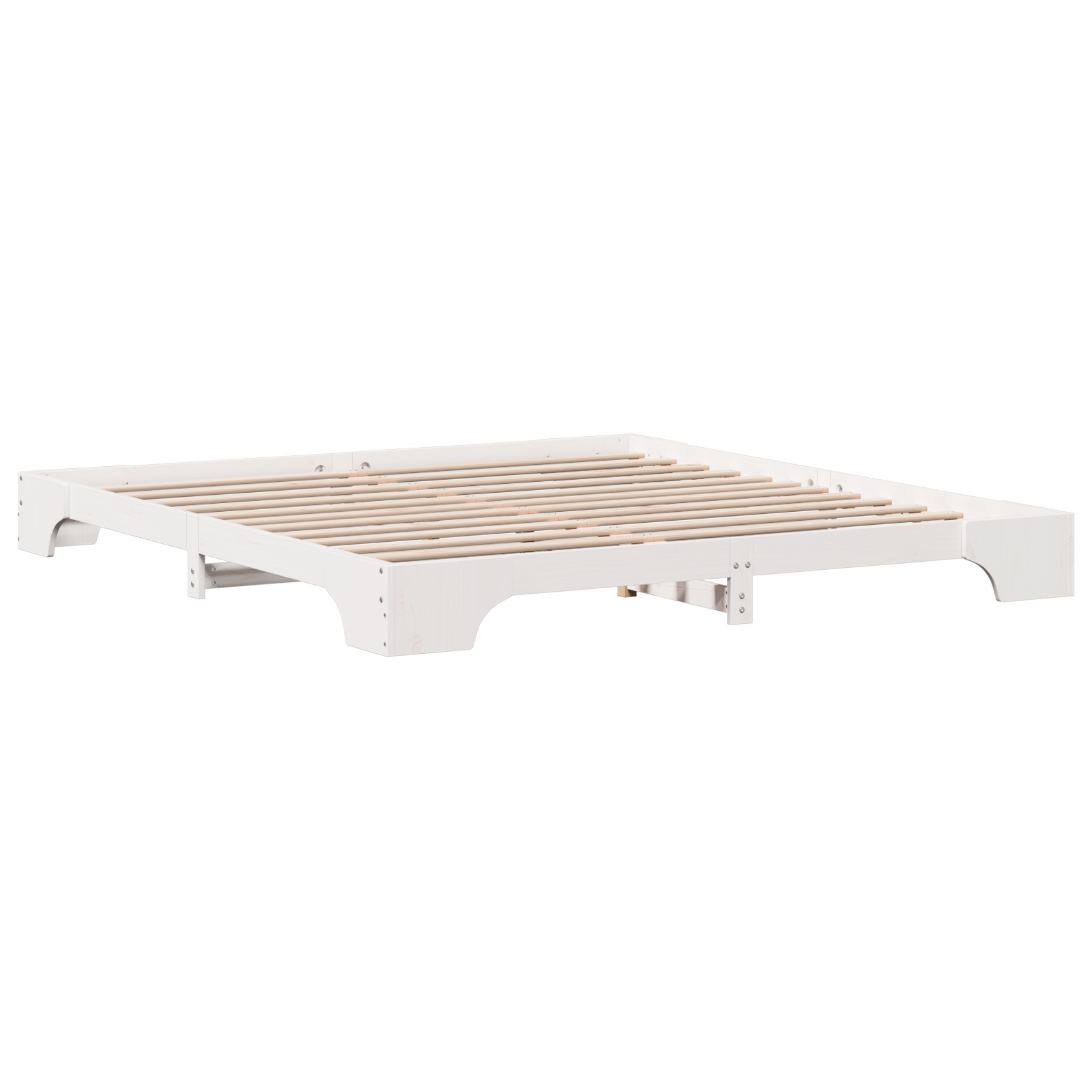Bed Frame White Wood 200 x 200 cm Tough White Bed Frame - Image 8