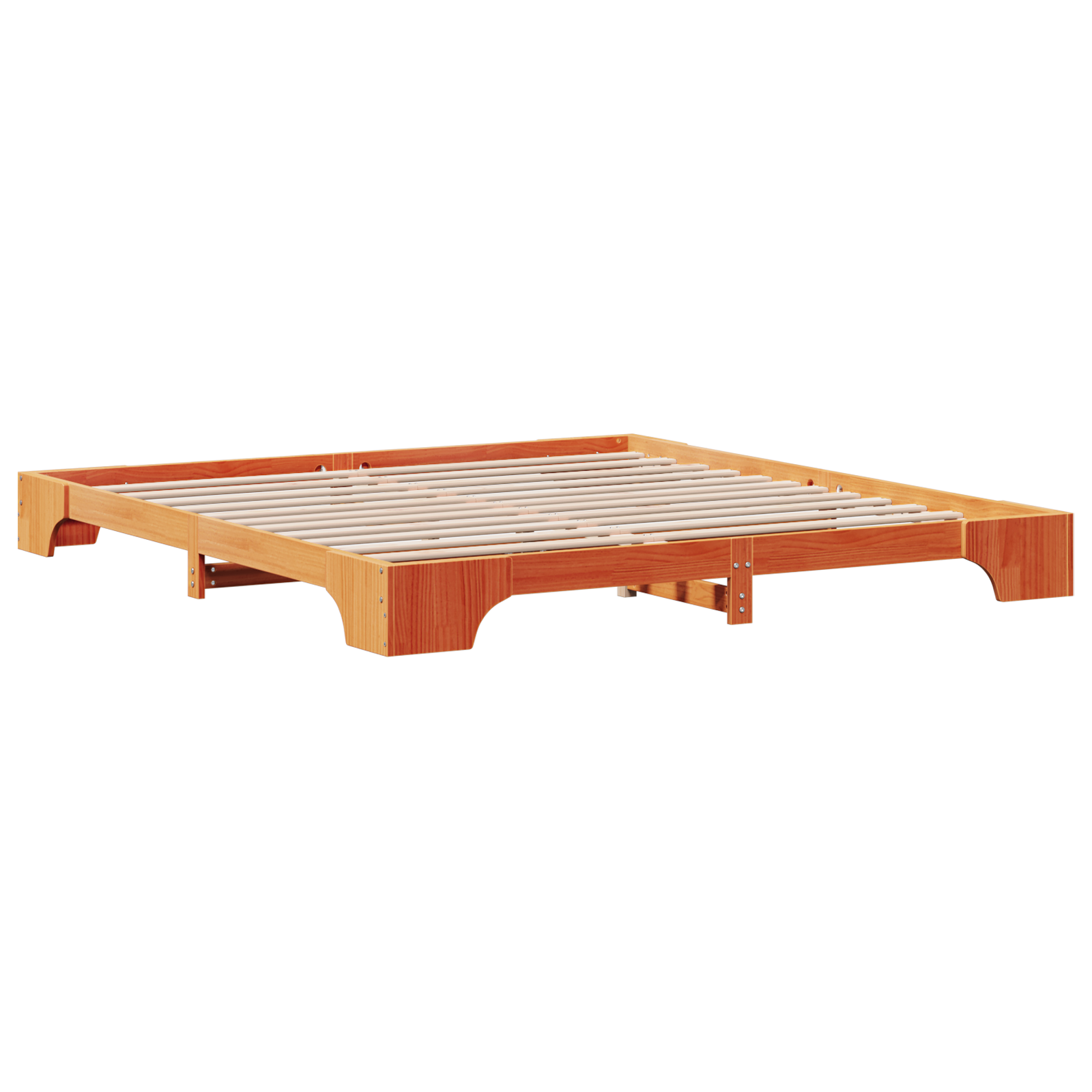 Bed Frame Wax brown Solid wood 200 x 200 cm Bed Frame - Image 8