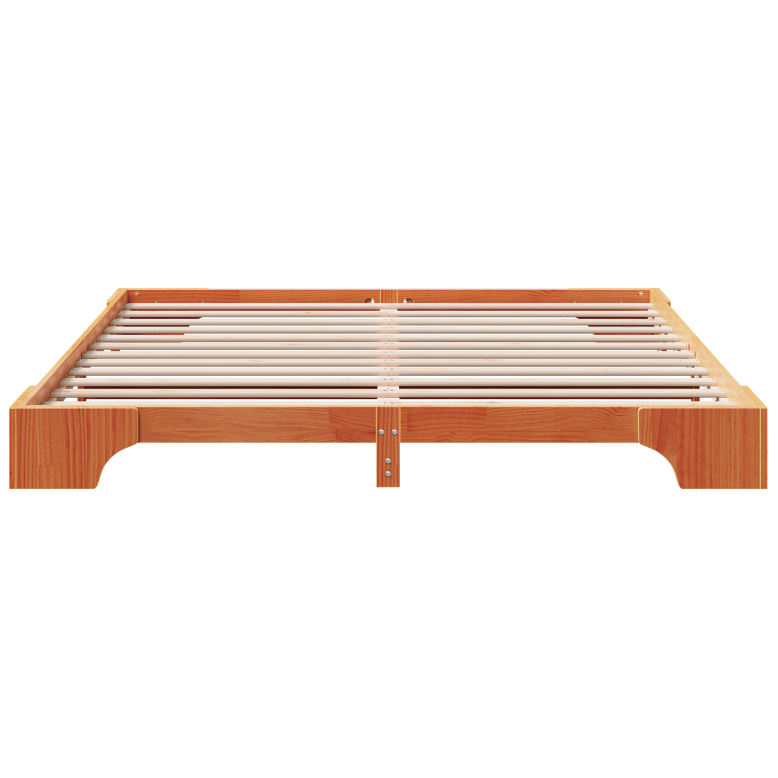 Bed Frame Wax brown Solid wood 200 x 200 cm Bed Frame - Image 6