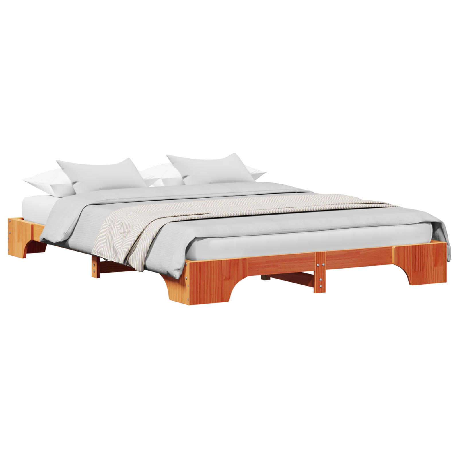 Bed Frame Wax brown Solid Pine wood 160 x 200 cm Durable - Image 2