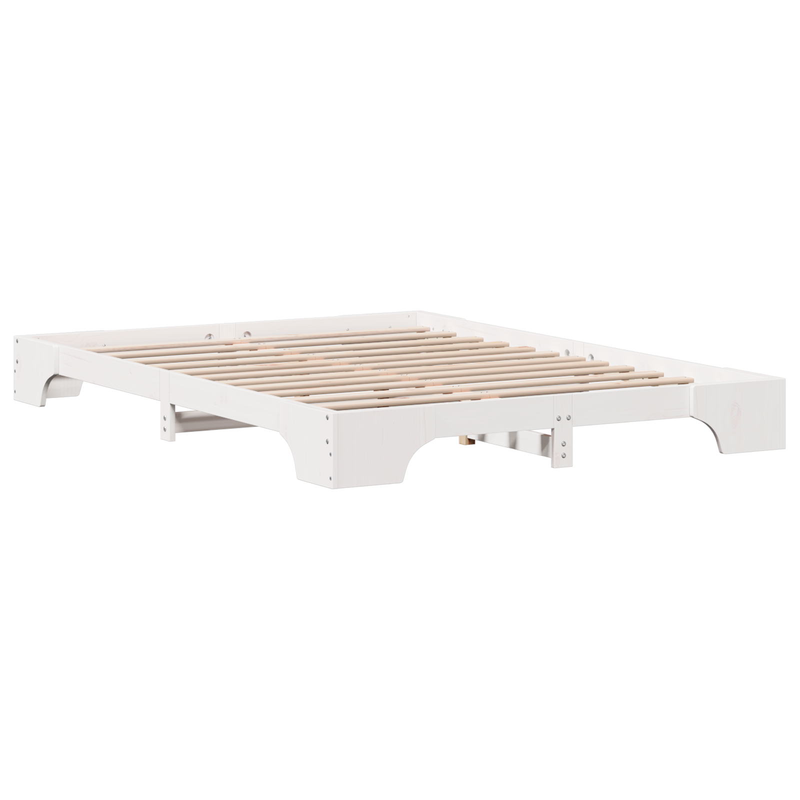 Bed Frame White Wood 140 x 200 cm Durable Solid Pine Bed Frame - Image 3
