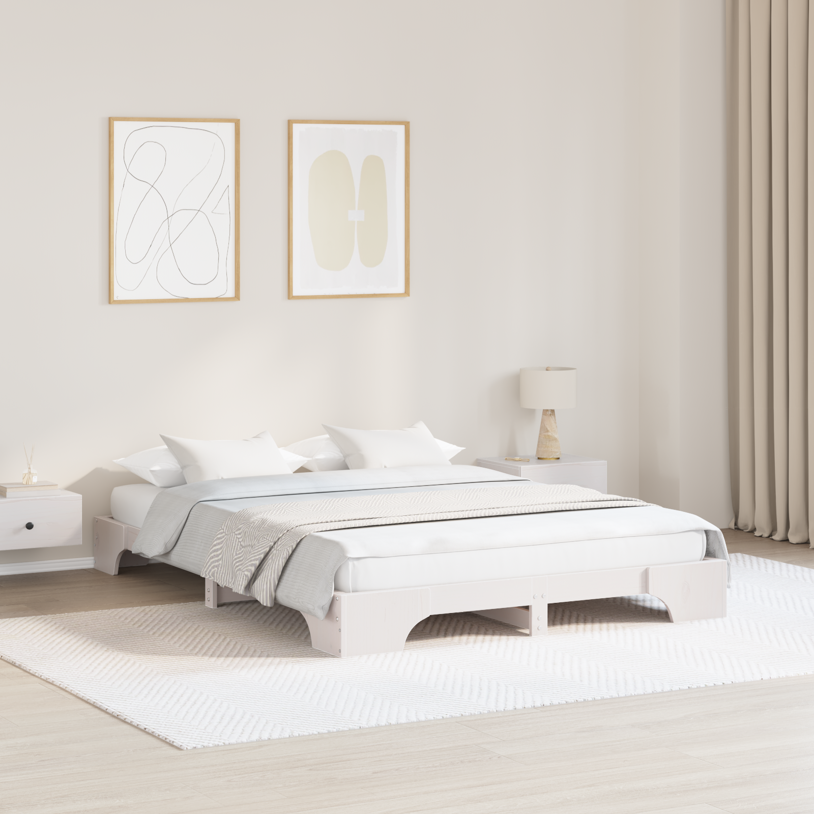 Lovos rėmas Baltas Mediena 140 x 200 cm Patvarus